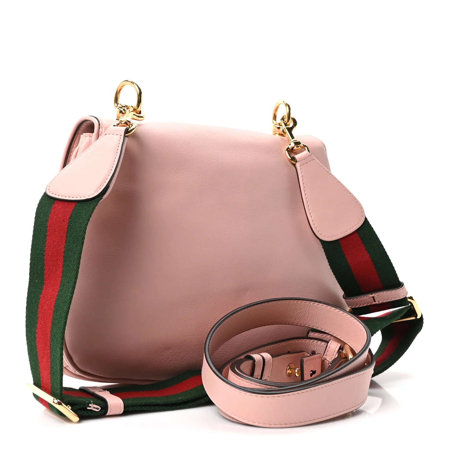 Roxy Calfskin Web Medium Blondie Top Handle Shoulder Flap Bag Powder Pink - Image 3