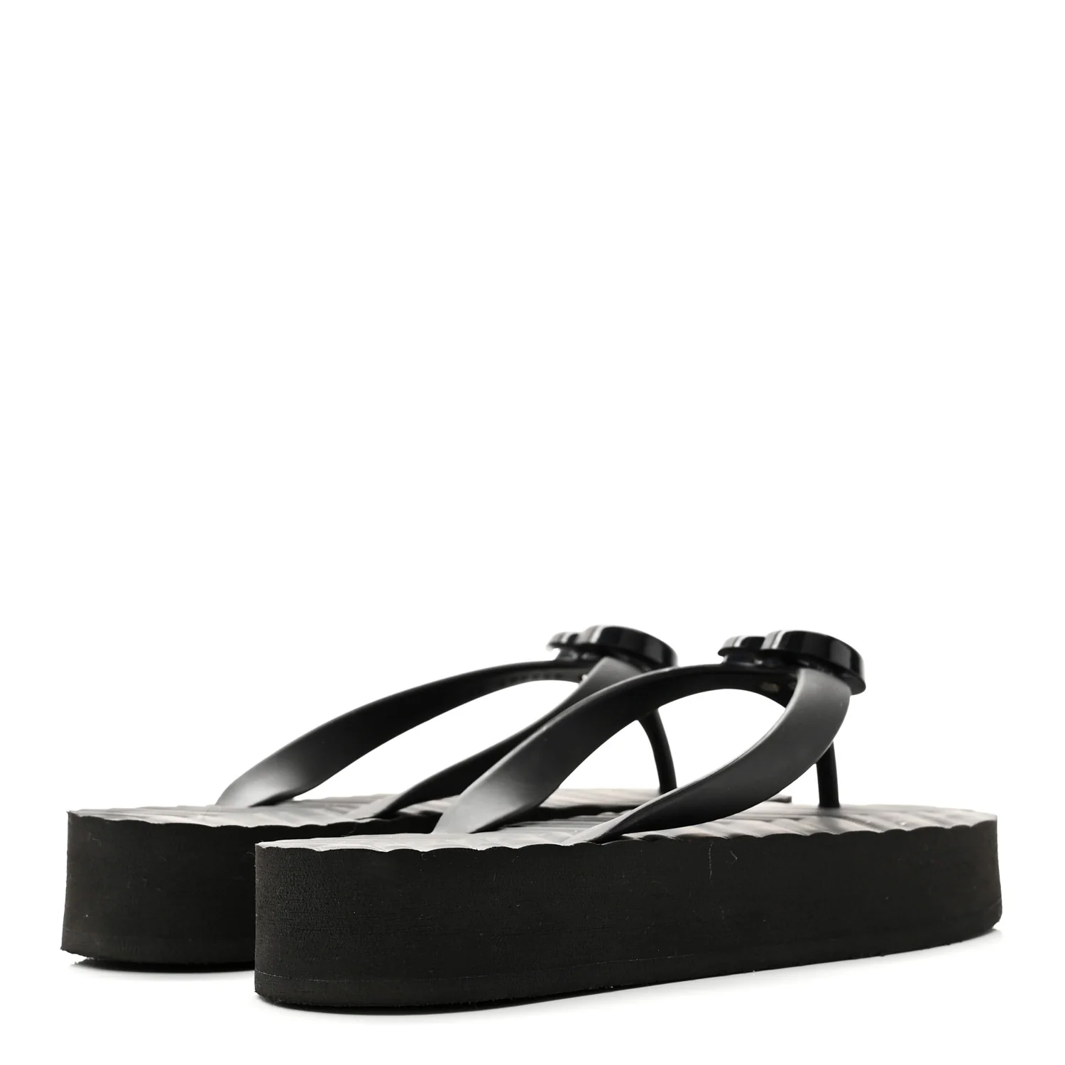 Rubber Chevron Womens GG Thong Sandals 35 Black - Image 5
