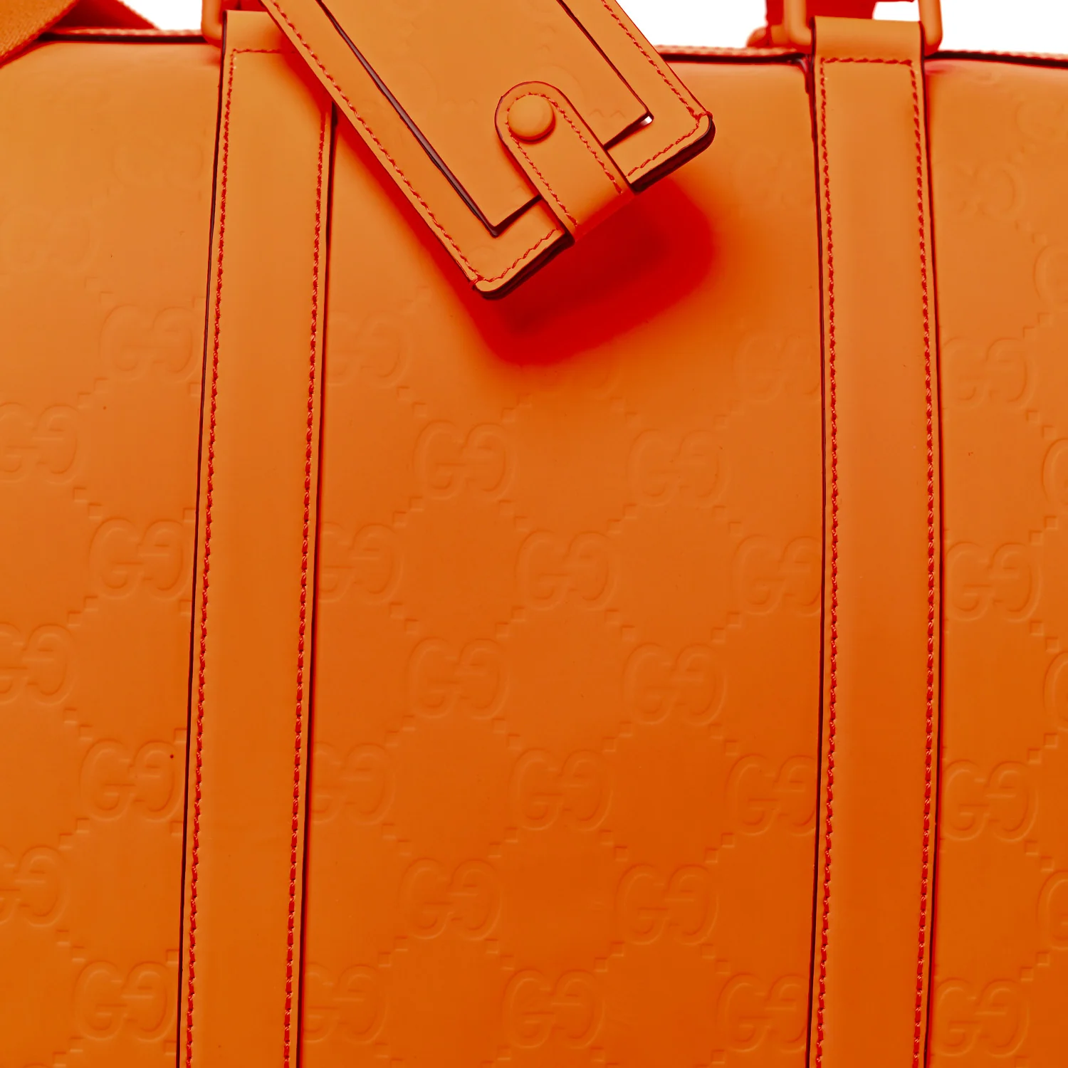 Rubber Effect GG Embossed Duffle Bag New Orange Fluo - Image 6