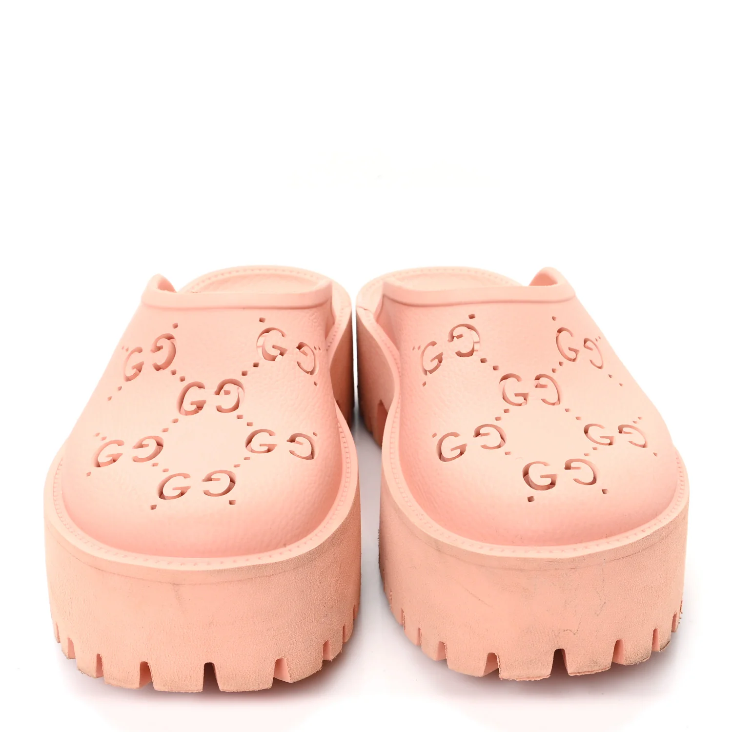Rubber GG Monogram Perforated Elea Platform 55mm Lug Sole Sandals 41 Peachy Chic - Image 3