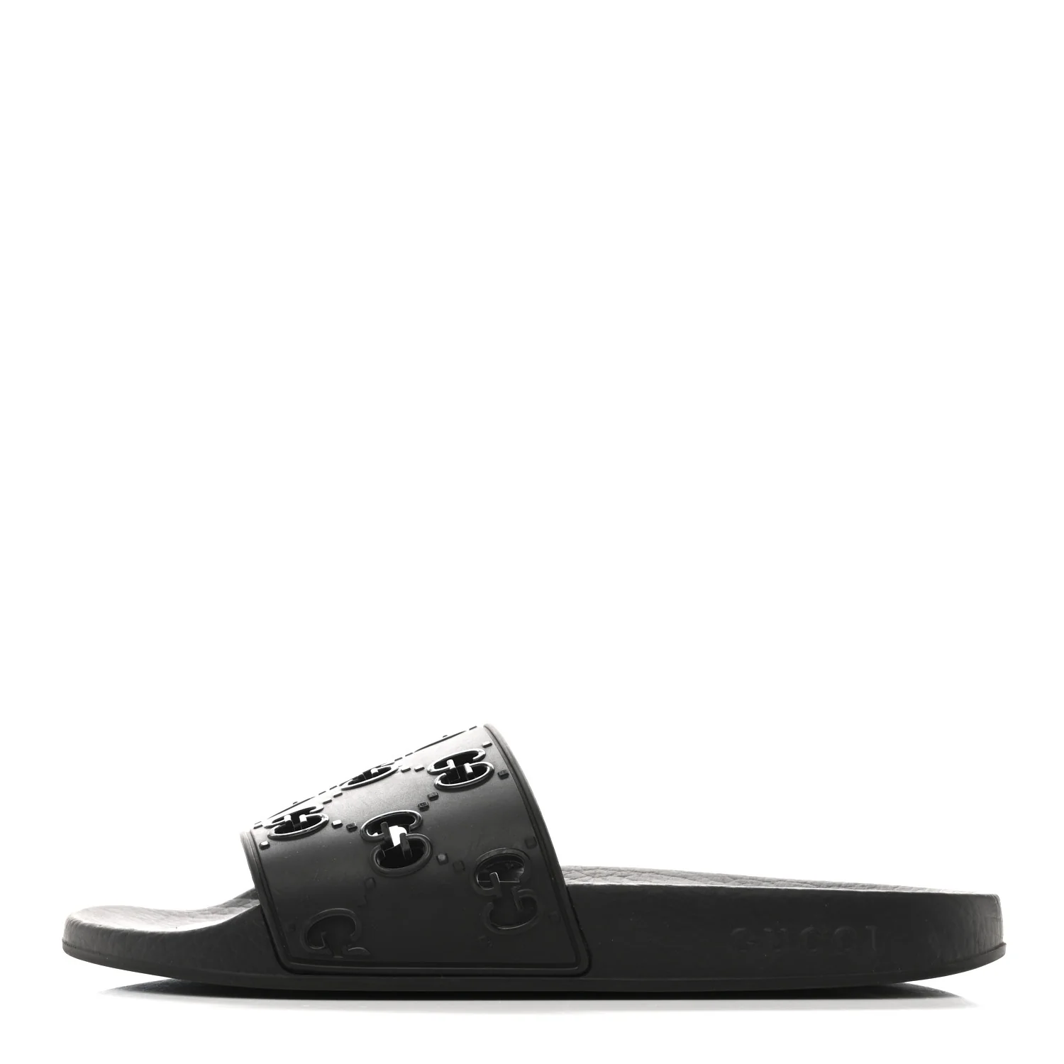 Rubber GG Monogram Perforated Womens Slide Sandals 40 Black