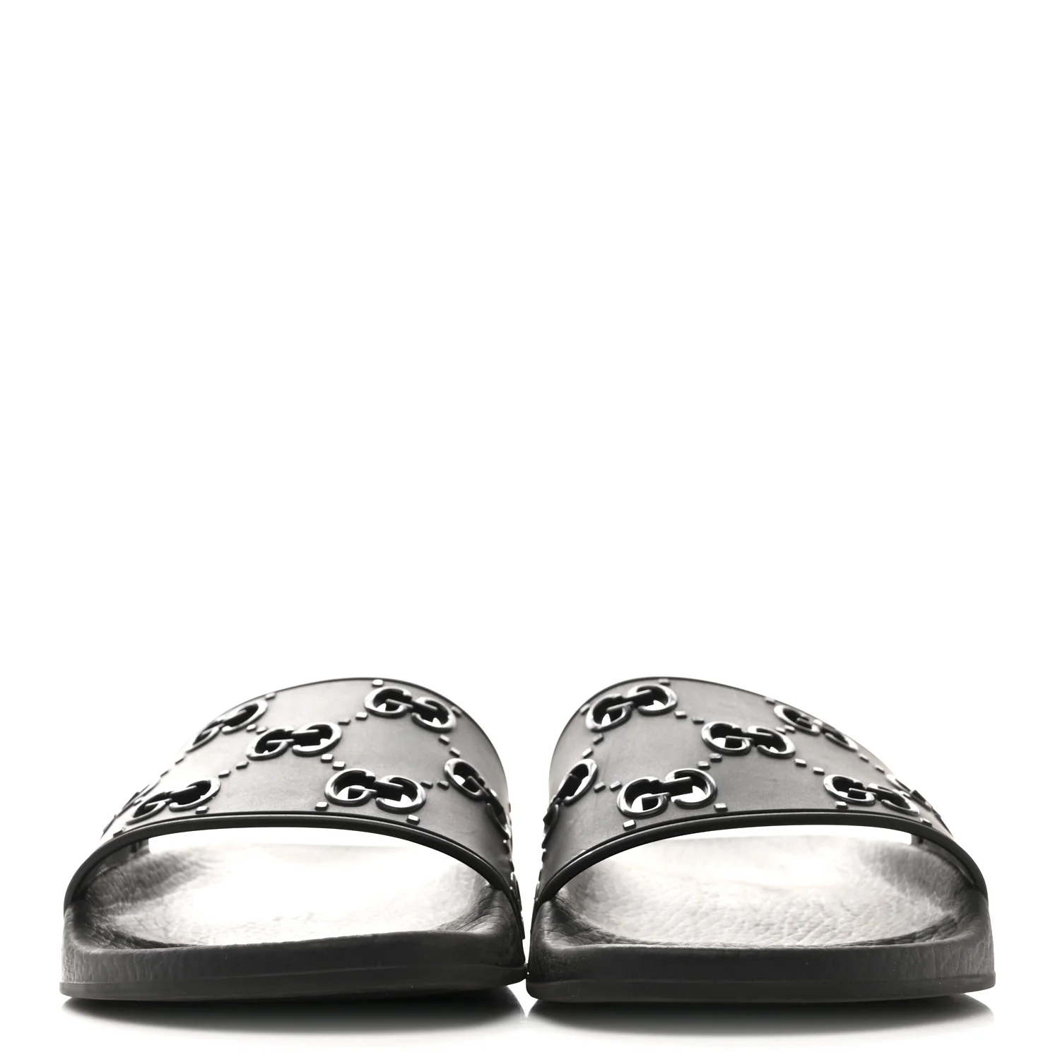 Rubber GG Monogram Perforated Womens Slide Sandals 40 Black - Image 3