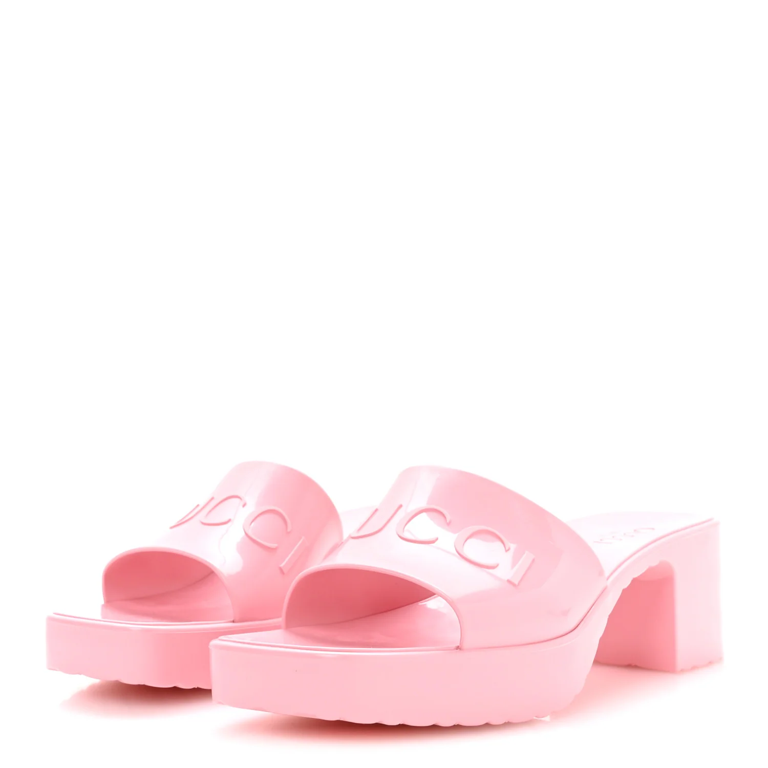 Rubber Gucci Logo Womens Platform 20/60mm Slide Sandals 38 Wild Rose - Image 4