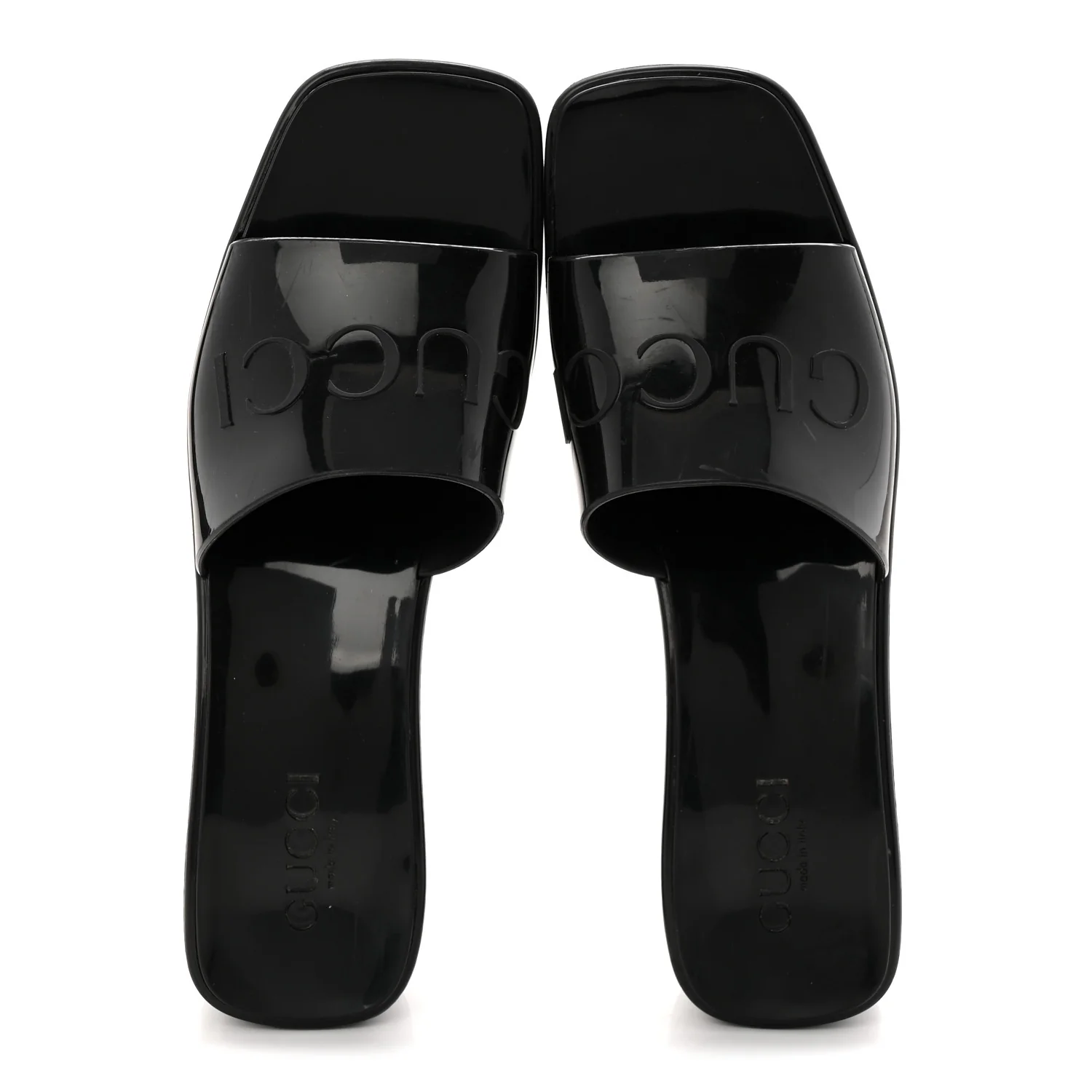 Rubber Gucci Logo Womens Platform 20/60mm Slide Sandals 40 Black - Image 2