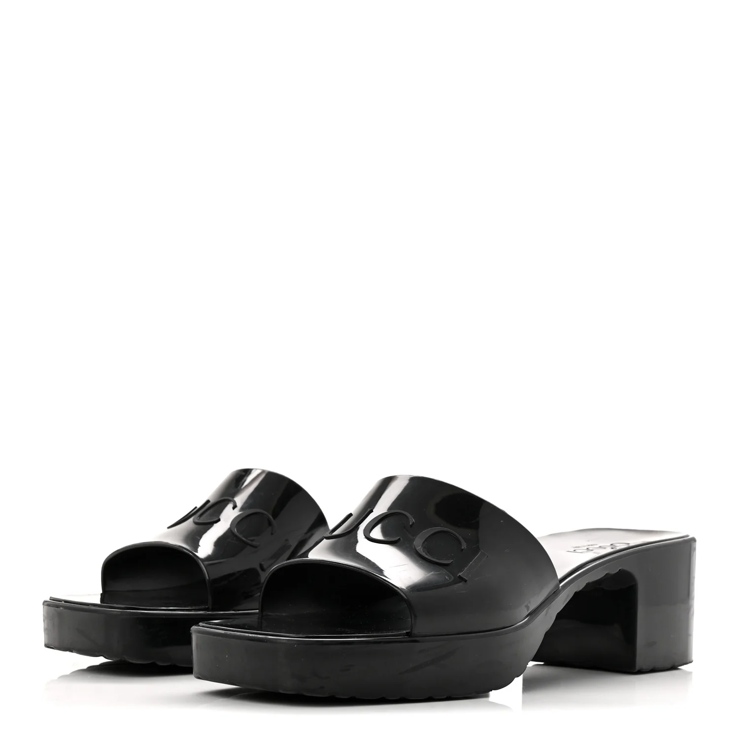 Rubber Gucci Logo Womens Platform 20/60mm Slide Sandals 40 Black - Image 4