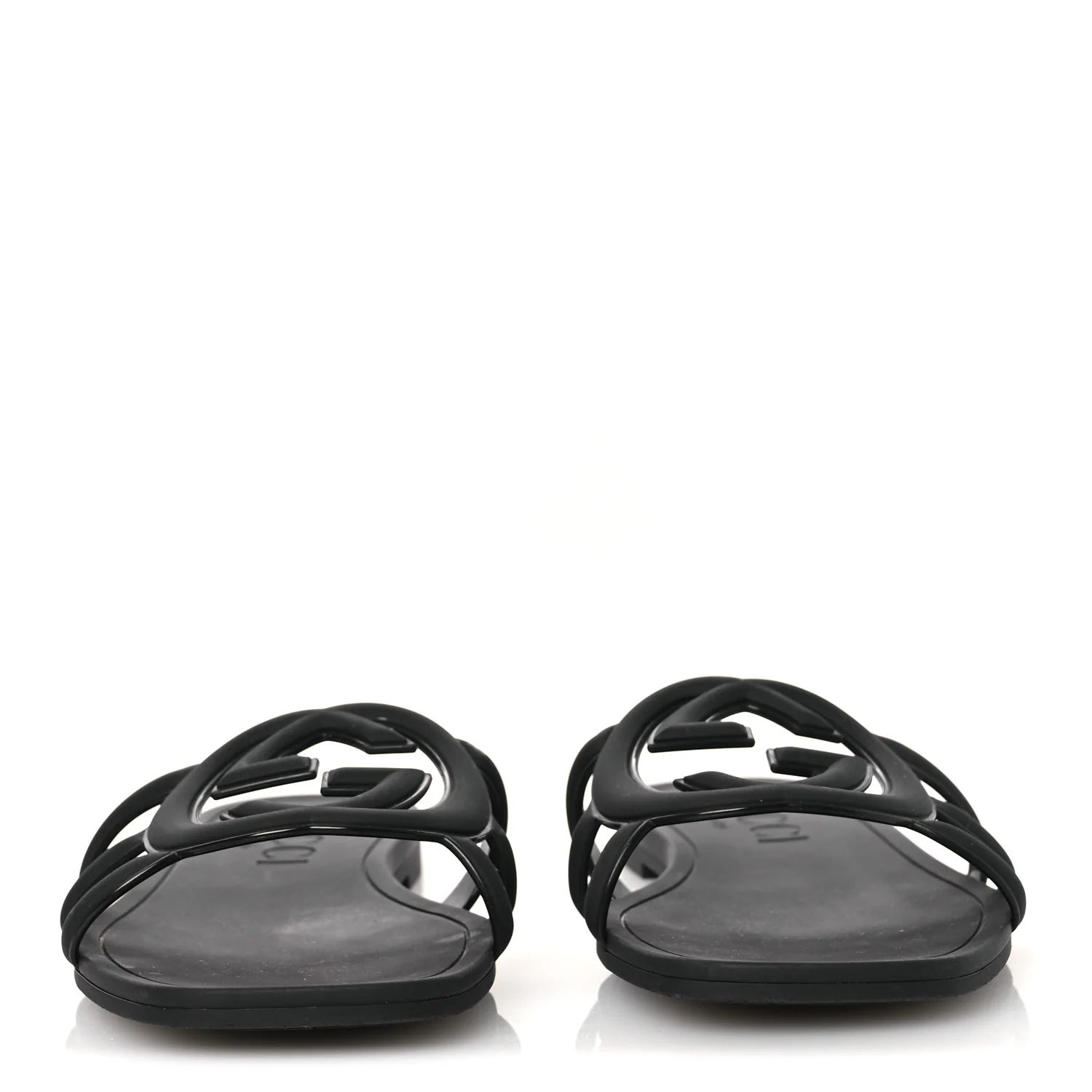 Rubber Interlocking G Womens Slide Sandals 38 Black - Image 3