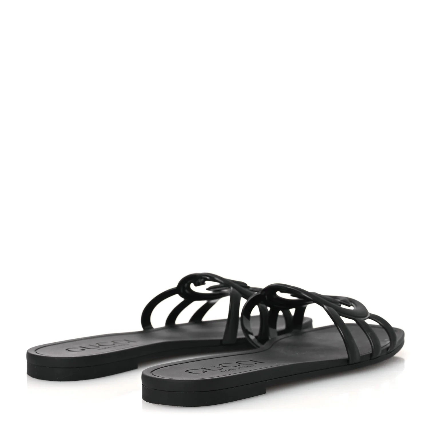 Rubber Interlocking G Womens Slide Sandals 38 Black - Image 5
