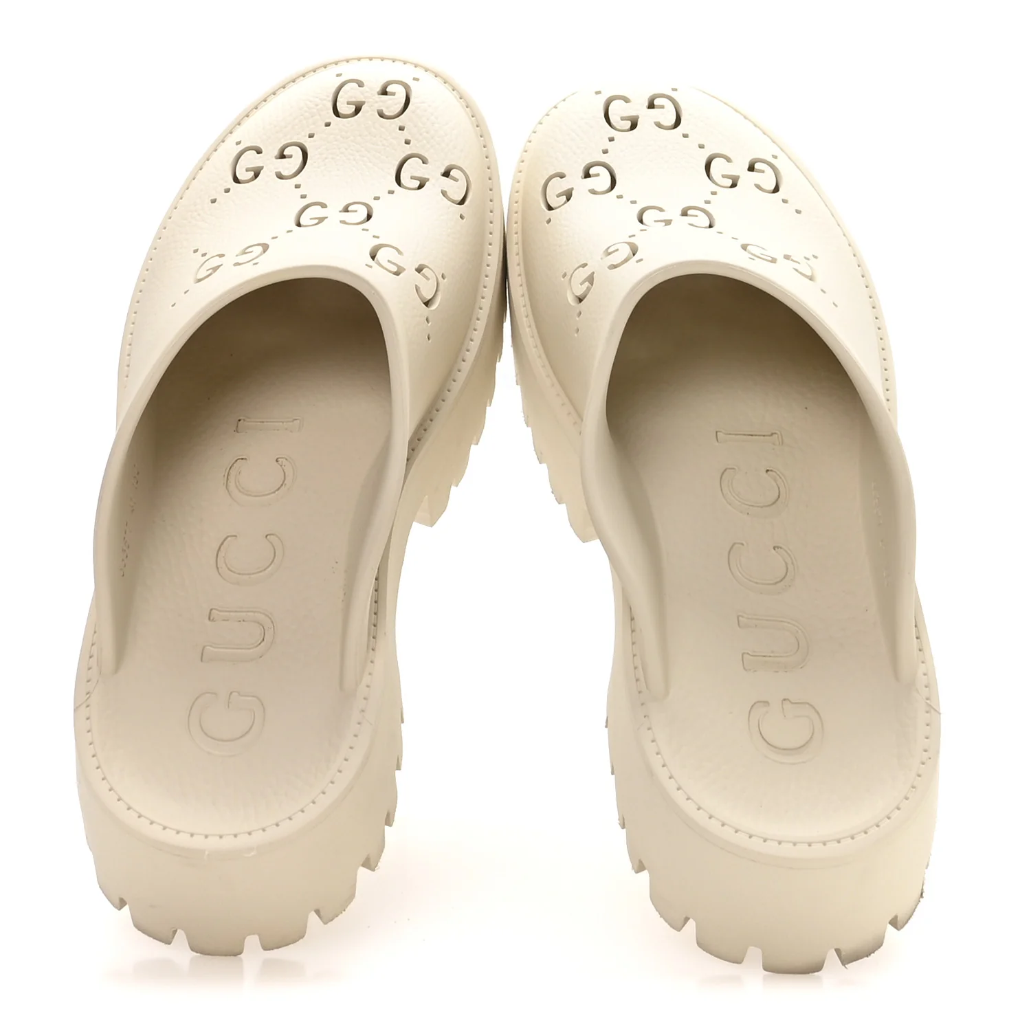 Rubber Monogram GG Go Through Platform Slide Clogs 41 Mystic White - Image 2