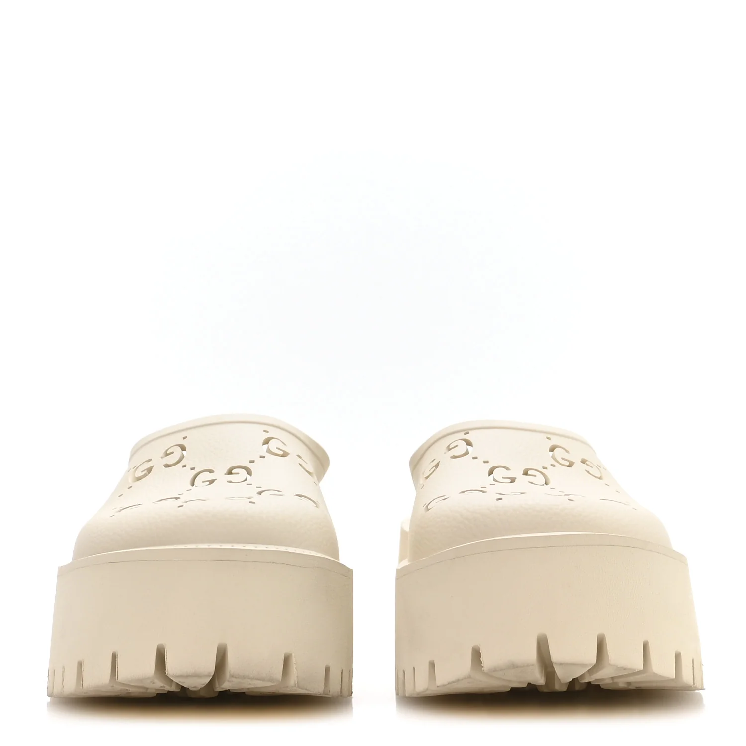 Rubber Monogram GG Go Through Platform Slide Clogs 41 Mystic White - Image 3