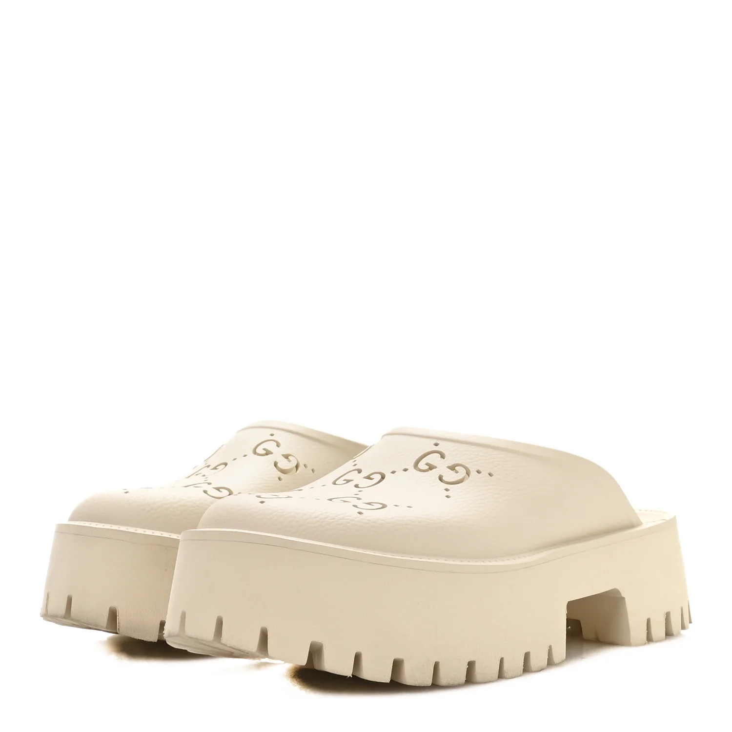 Rubber Monogram GG Go Through Platform Slide Clogs 41 Mystic White - Image 4