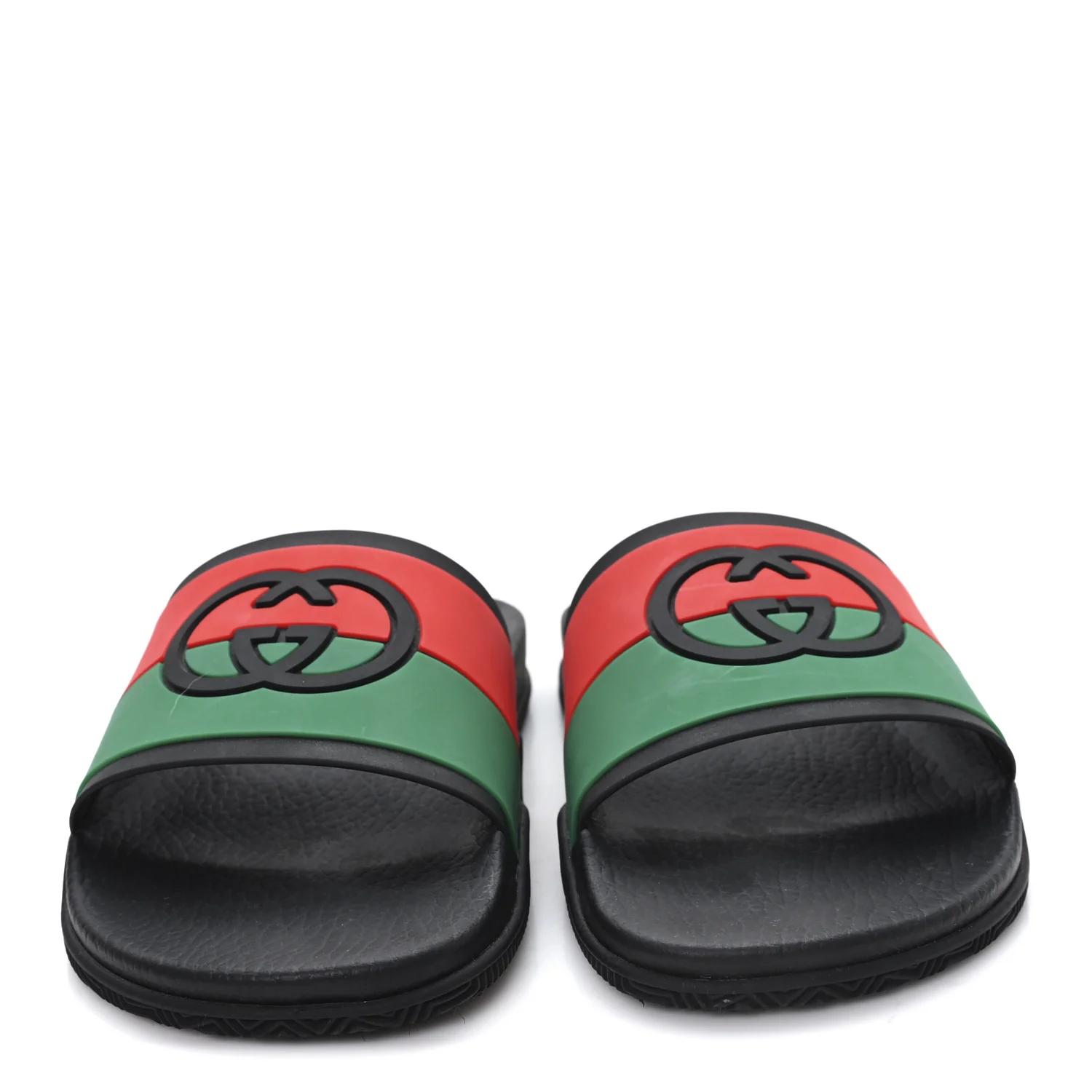 Rubber Web Womens Interlocking G Slide Sandals 40 Black Green Red - Image 3