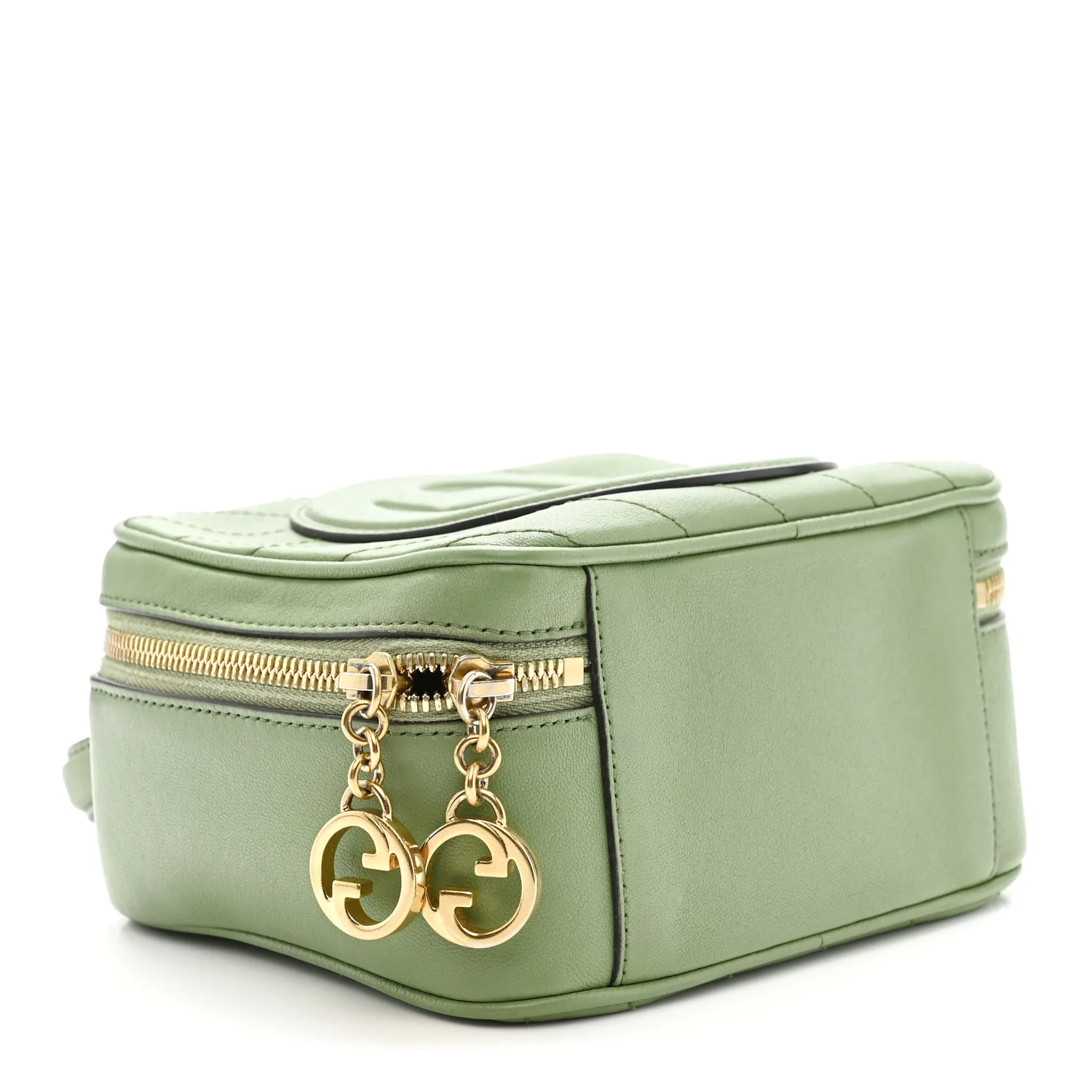 Sakai Be Green Calfskin Diagonal Stitched Blondie Top Handle Bag Light Green - Image 4
