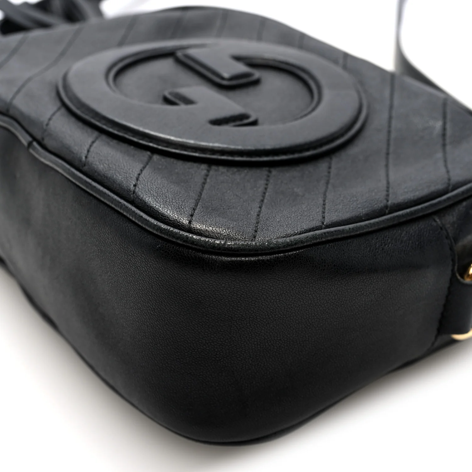 Sakai Be Green Calfskin Diagonal Stitched Small Blondie Shoulder Bag Black - Image 10