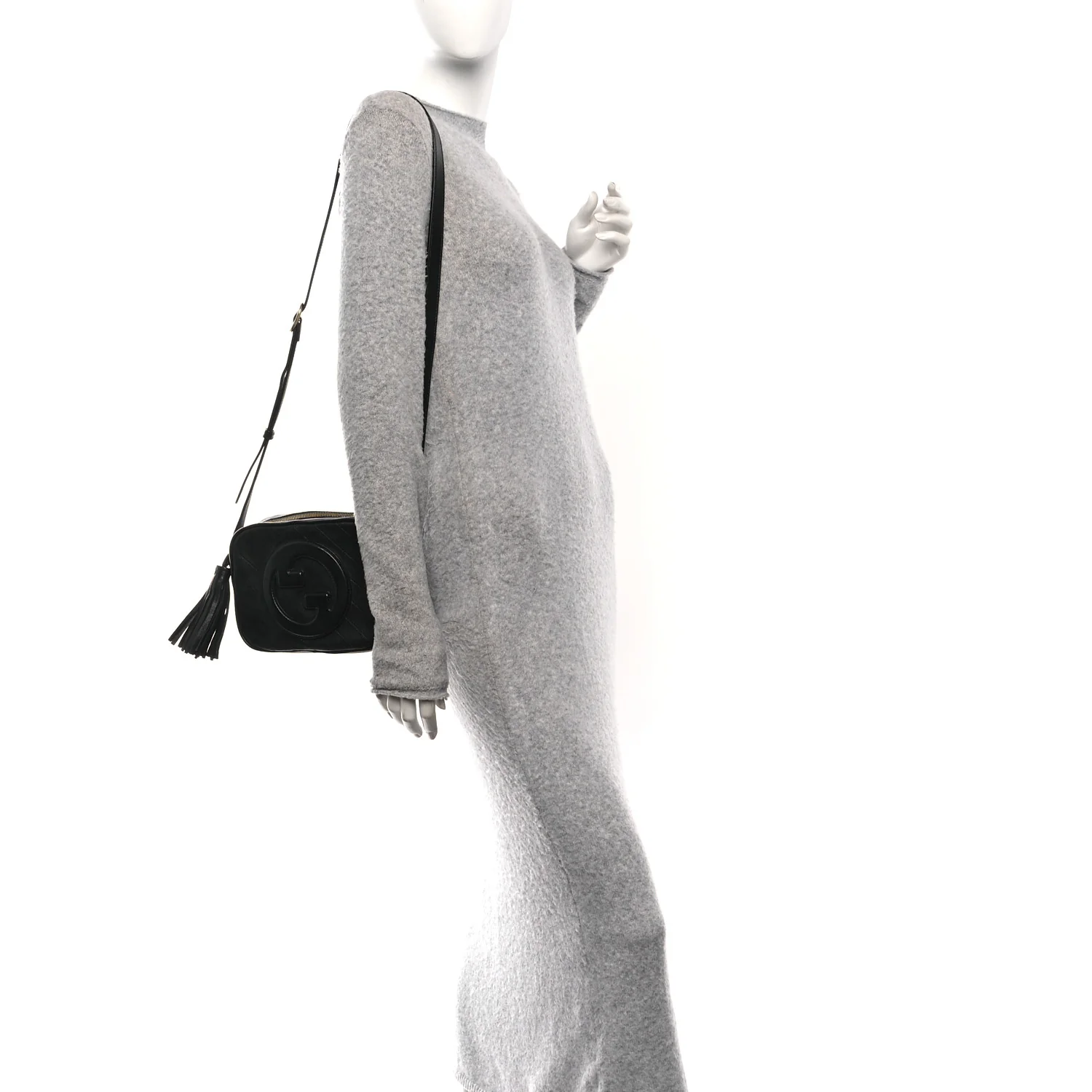 Sakai Be Green Calfskin Diagonal Stitched Small Blondie Shoulder Bag Black - Image 2