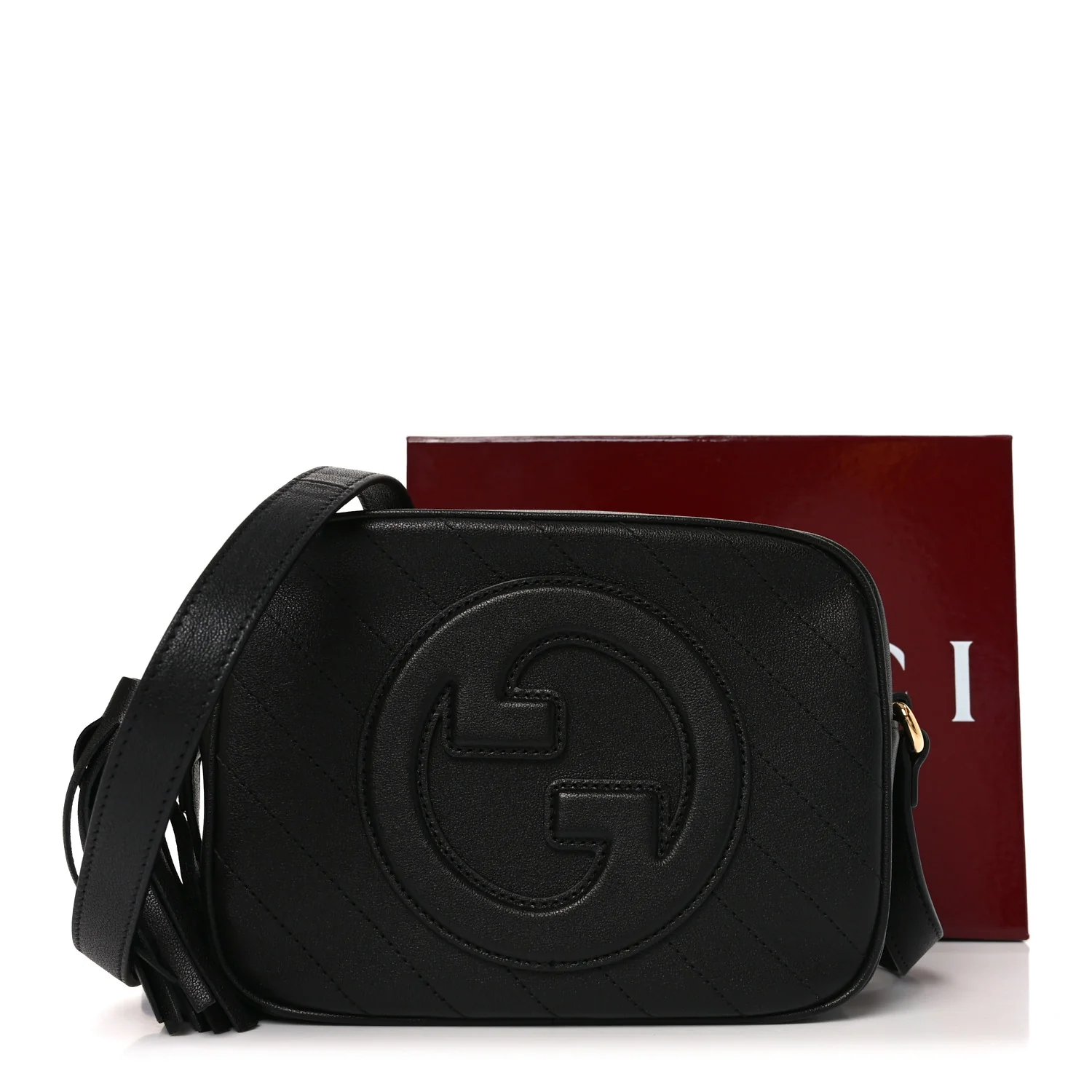 Sakai Be Green Calfskin Diagonal Stitched Small Blondie Shoulder Bag Black - Image 11