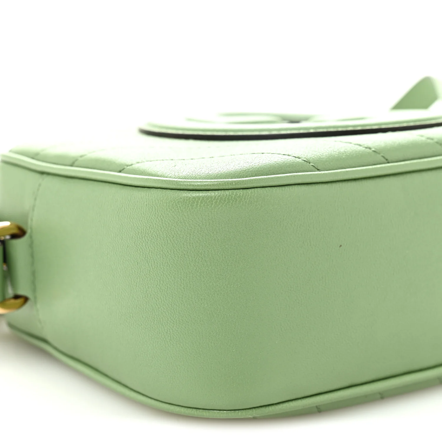 Sakai Be Green Calfskin Diagonal Stitched Small Blondie Shoulder Bag Green Soil Grass - Image 9