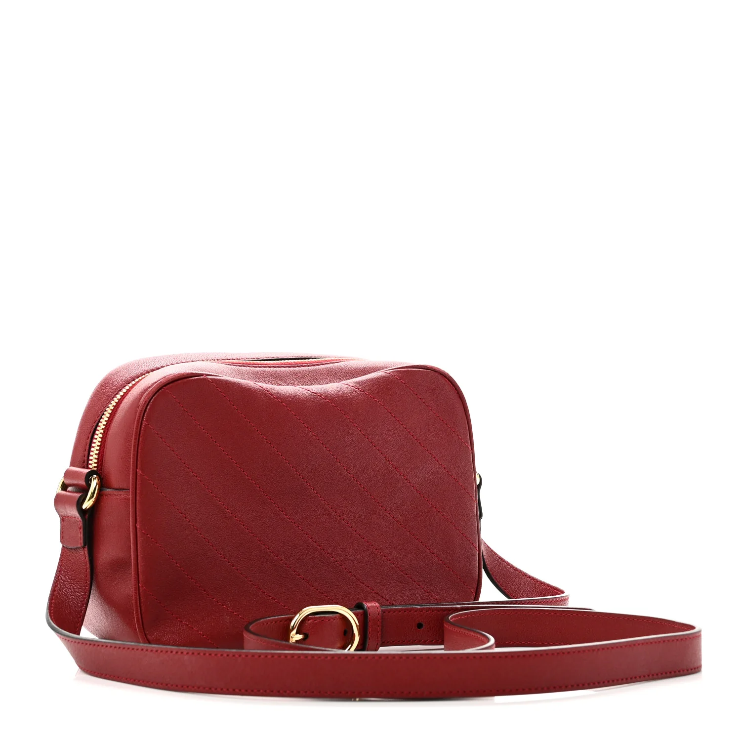 Sakai Be Green Calfskin Diagonal Stitched Small Blondie Shoulder Bag Rosso - Image 3