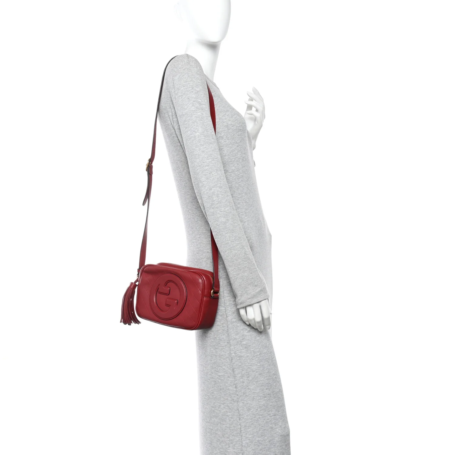 Sakai Be Green Calfskin Diagonal Stitched Small Blondie Shoulder Bag Rosso - Image 2