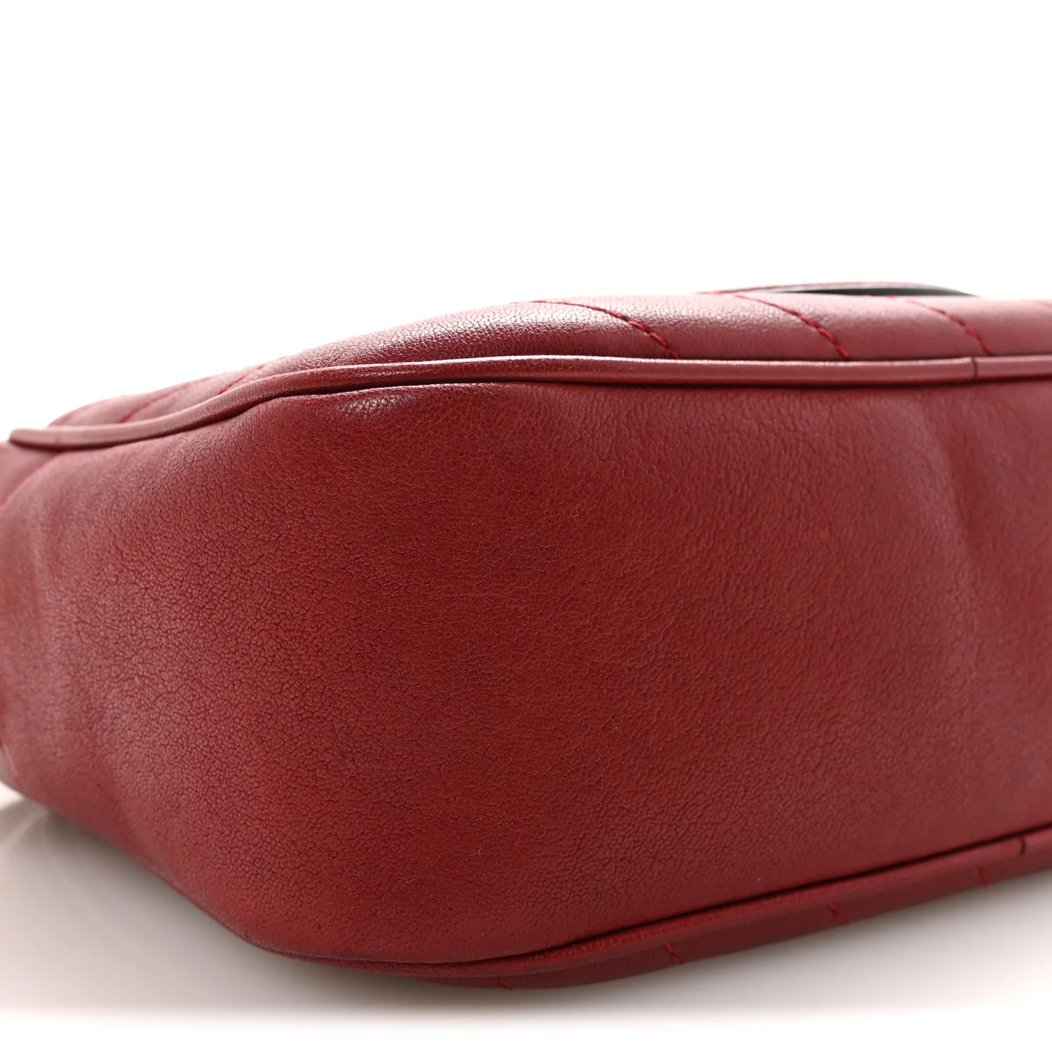 Sakai Be Green Calfskin Diagonal Stitched Small Blondie Shoulder Bag Rosso - Image 9