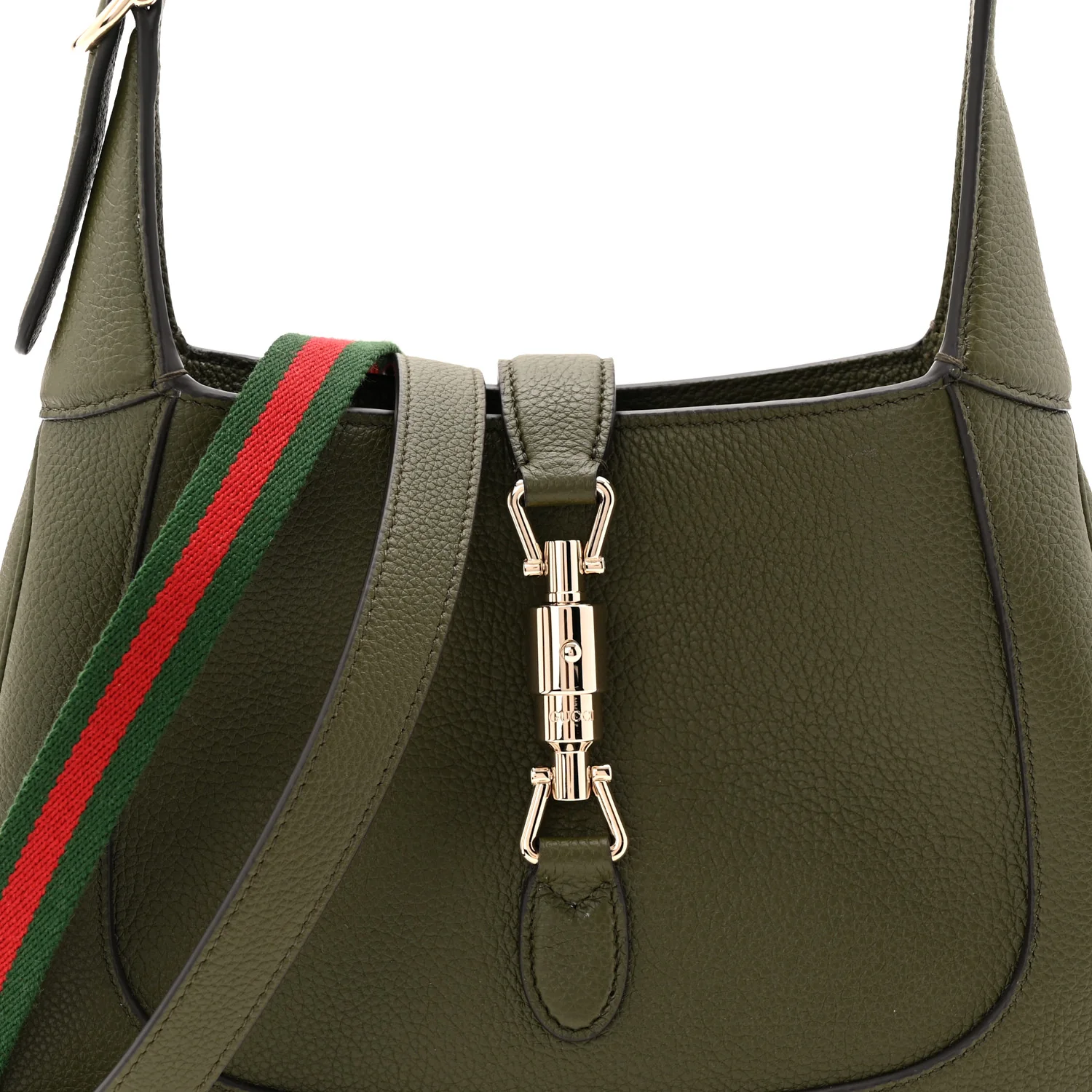 Sea Calfskin Web Medium Jackie 1961 Hobo Dark Green - Image 8