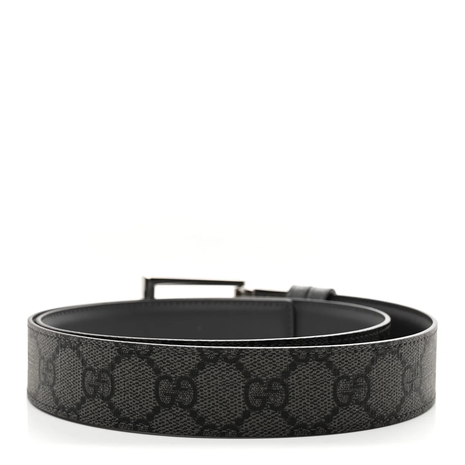 Selleria Calfskin GG Supreme Monogram Reversible Belt 80 32 Graphite Grey Black - Image 2