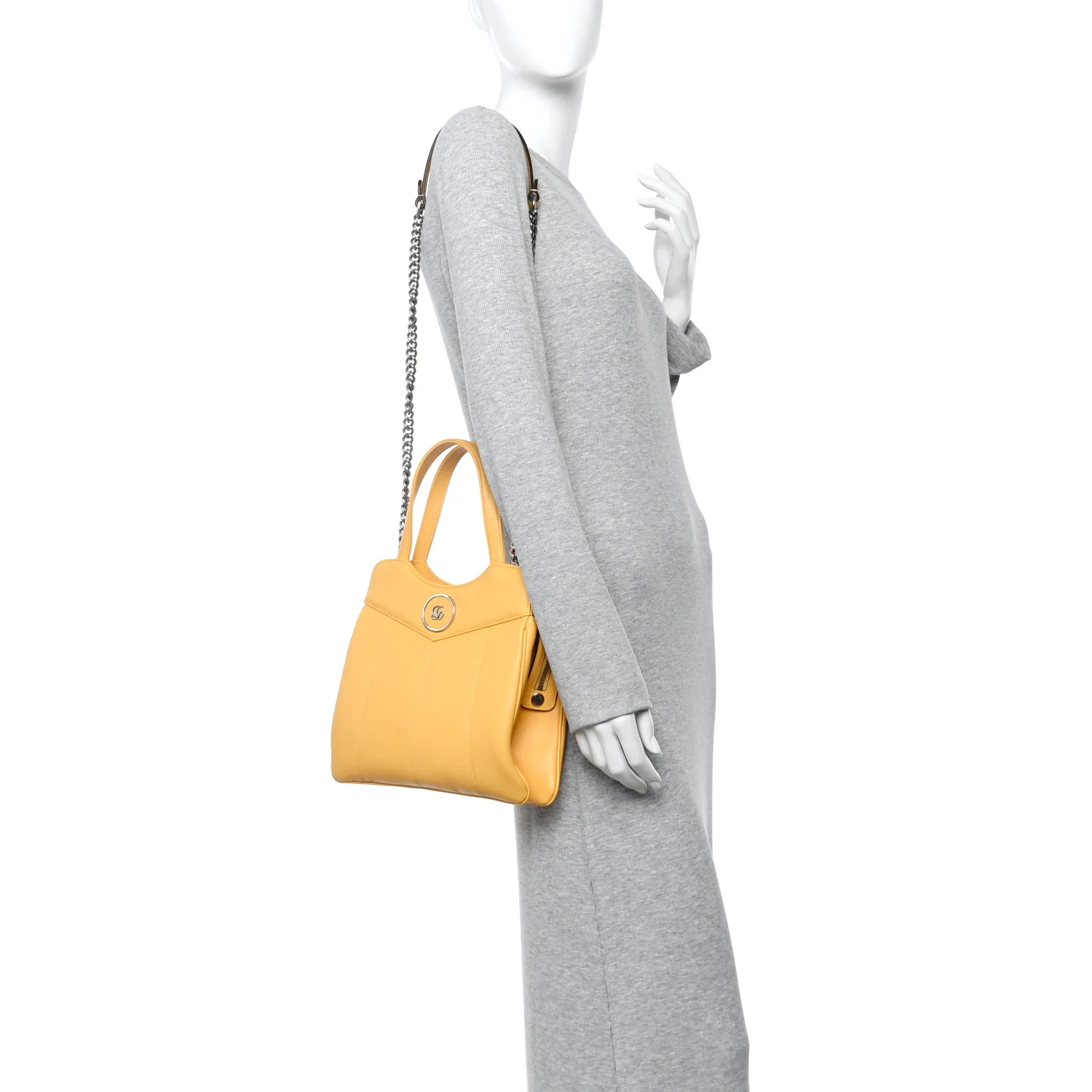 Senna Calfskin Petite GG Small Tote Bag Sunny Yellow - Image 2