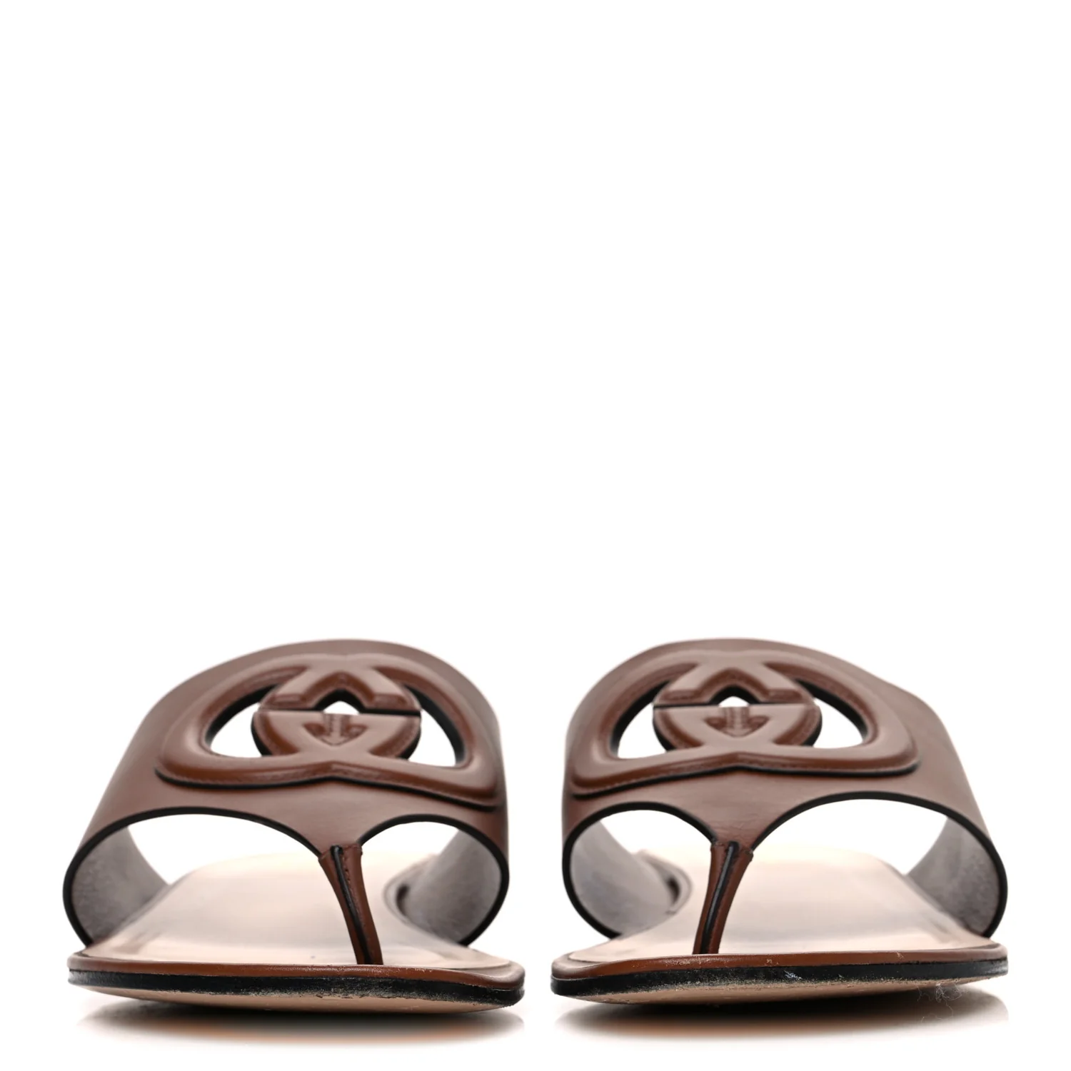 Sierra Calfskin Interlocking G Cut Out Thong Sandals 39 Cuir - Image 3