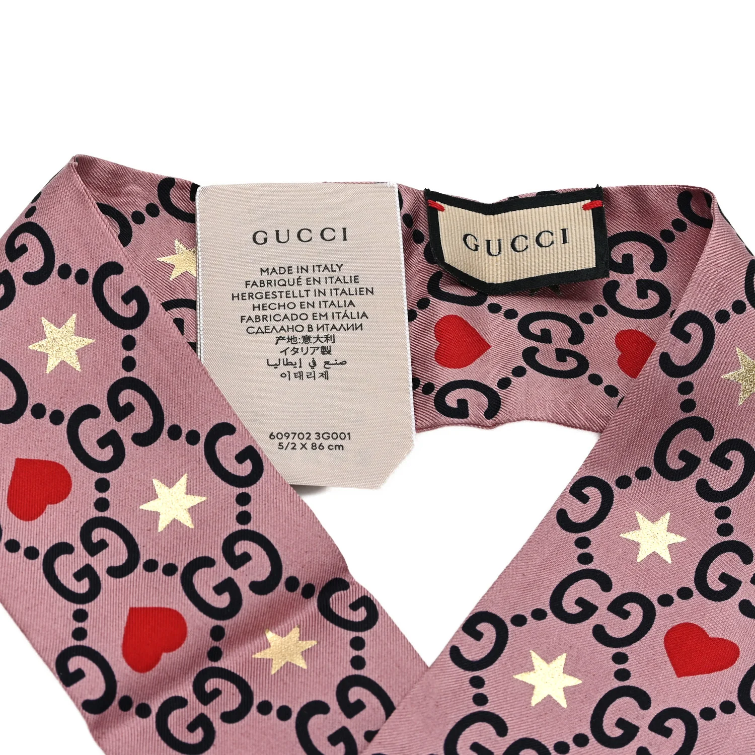 Silk Twill Big Dimmy Neck Bow Scarf Pink Blue - Image 3