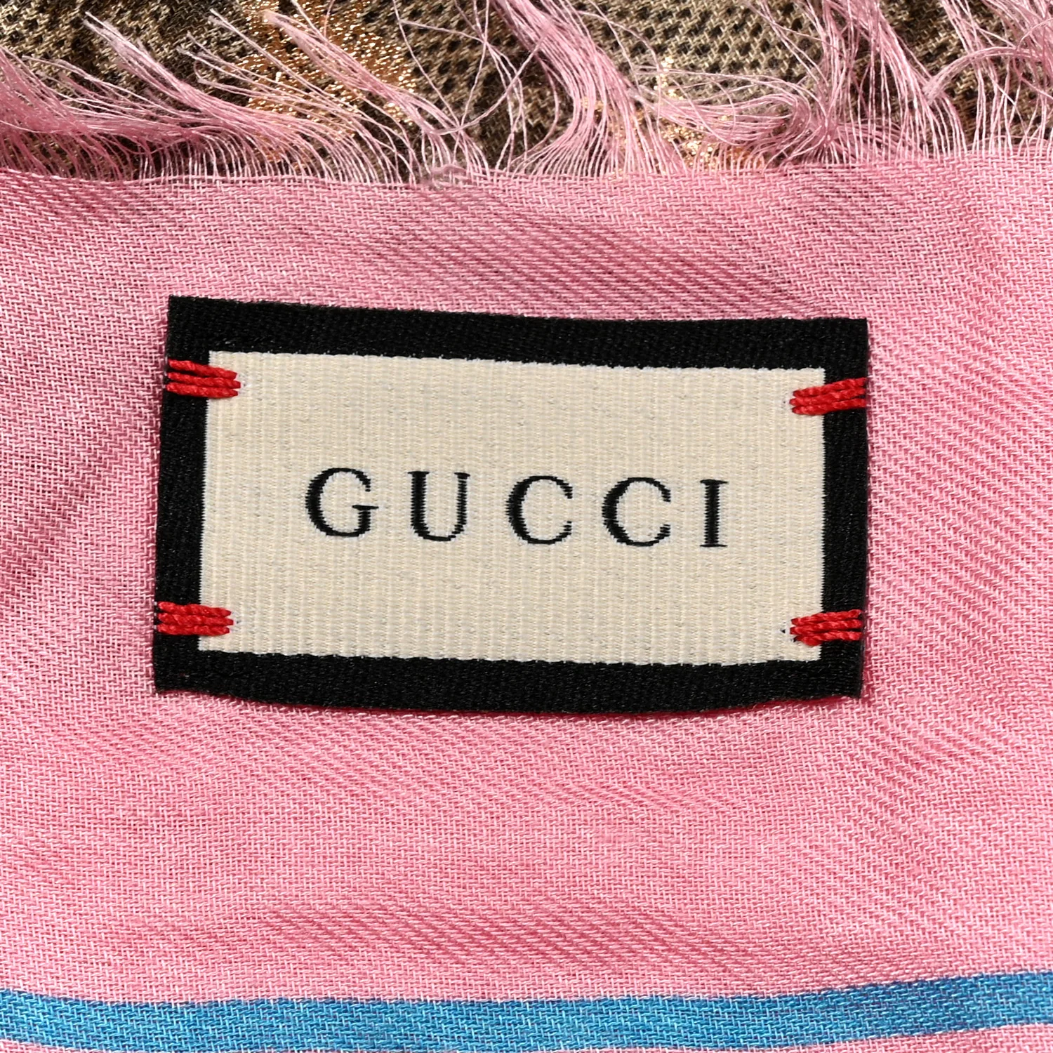 Silk Twill GG Monogram Bee Scarf Roseate Sky Blue - Image 2