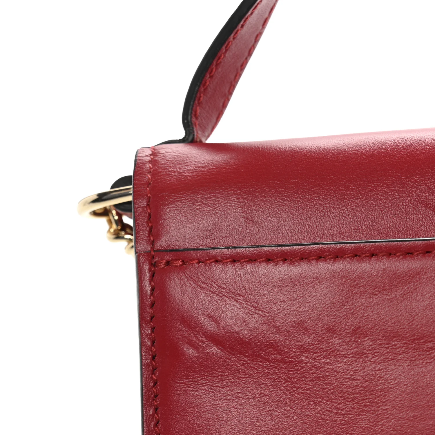 Smooth Calfskin Small Zumi Top Handle Shoulder Bag Hibiscus Red - Image 11