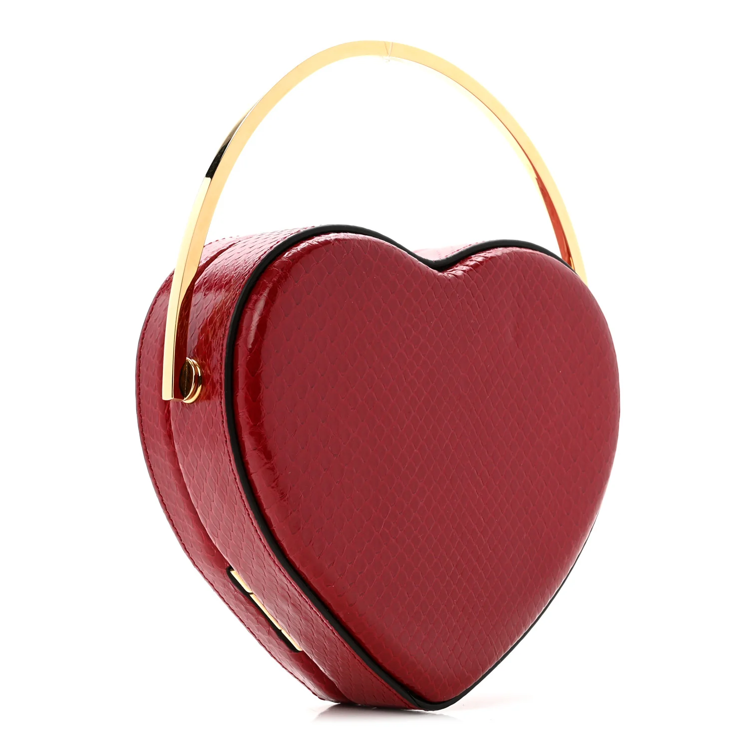 Snakeskin Broadway Mini Heart Top Handle Bag Rasberry Candy - Image 3