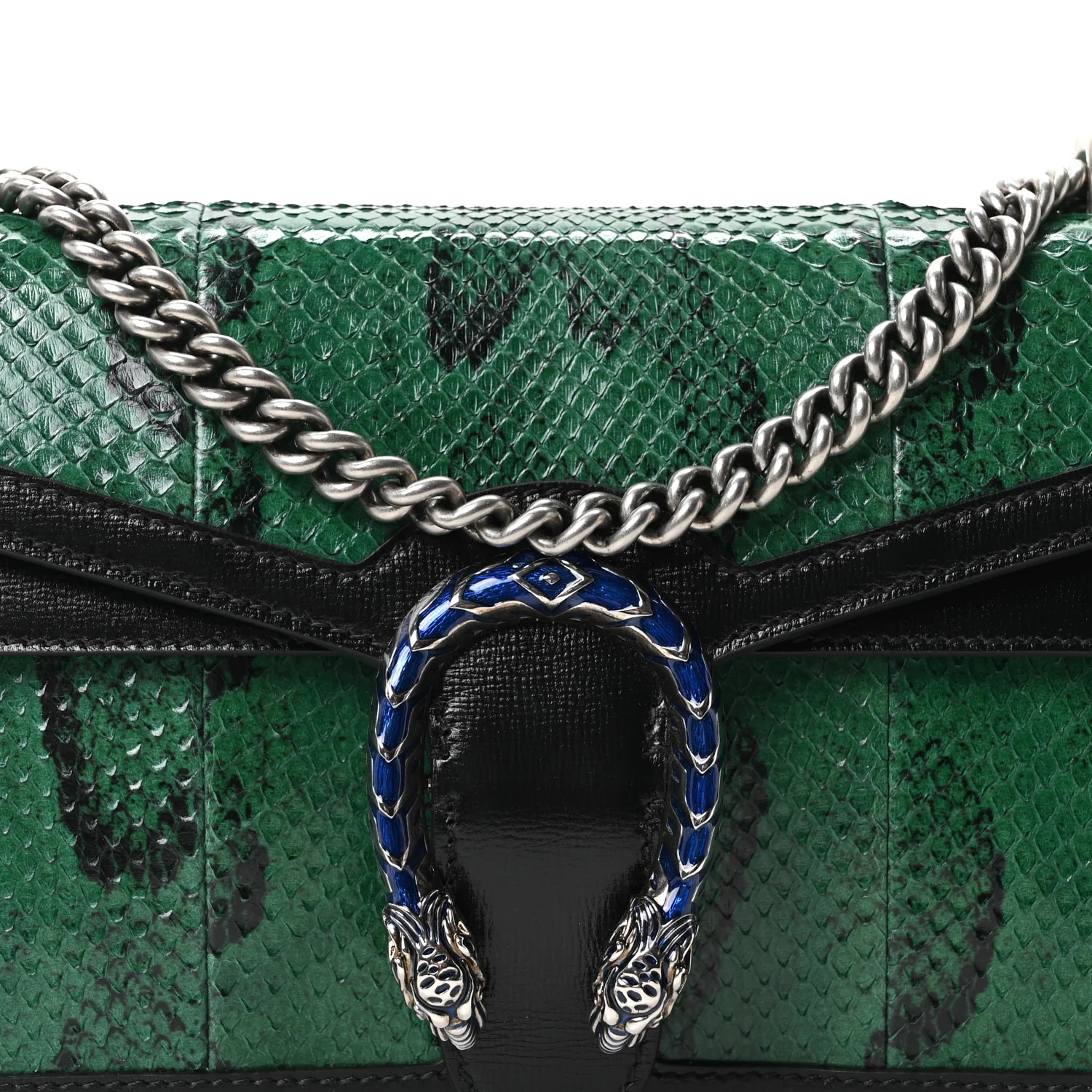 Snakeskin Enamel Small Dionysus Shoulder Bag Green - Image 8