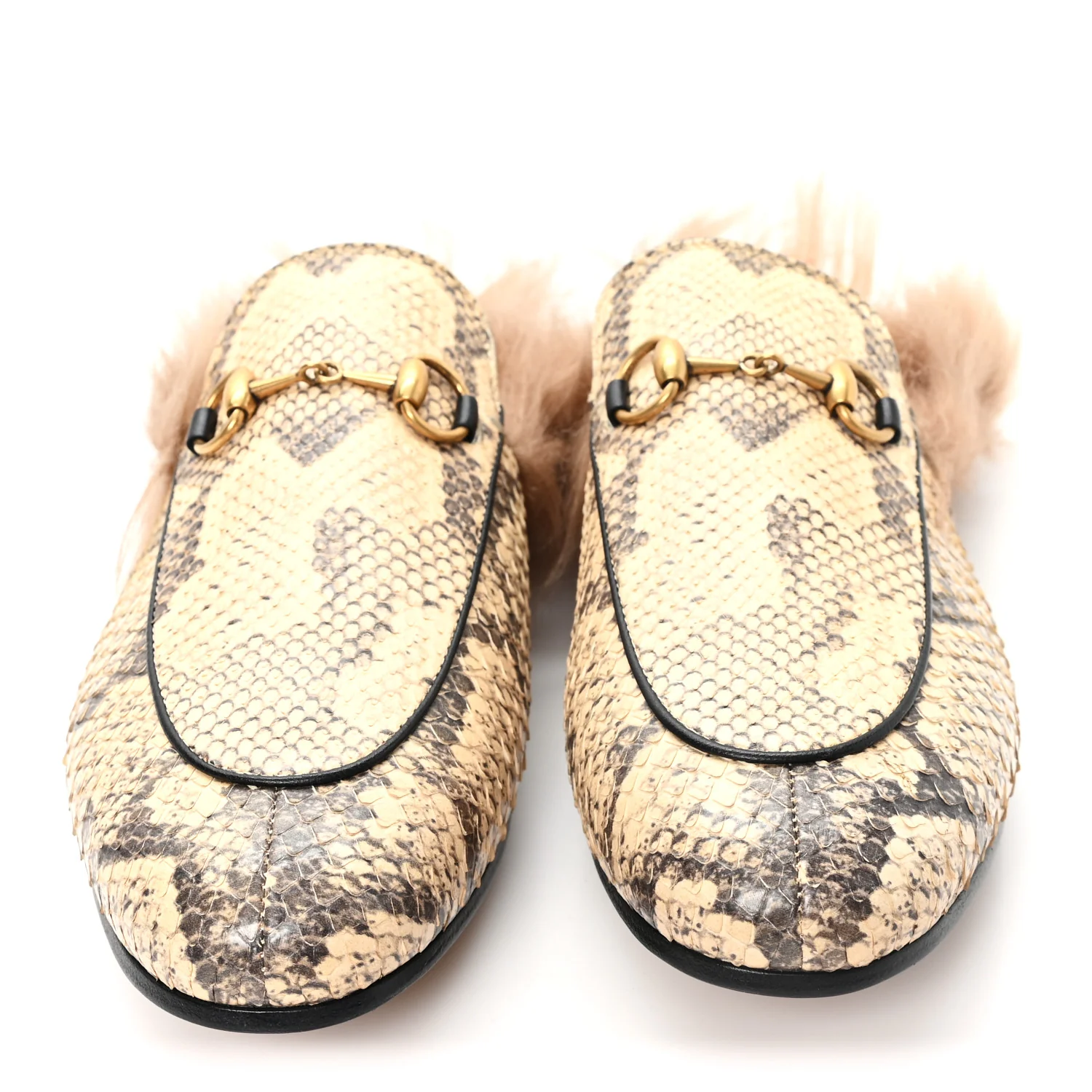 Snakeskin Fur Womens Princetown Slippers 37.5 Black Natural - Image 3