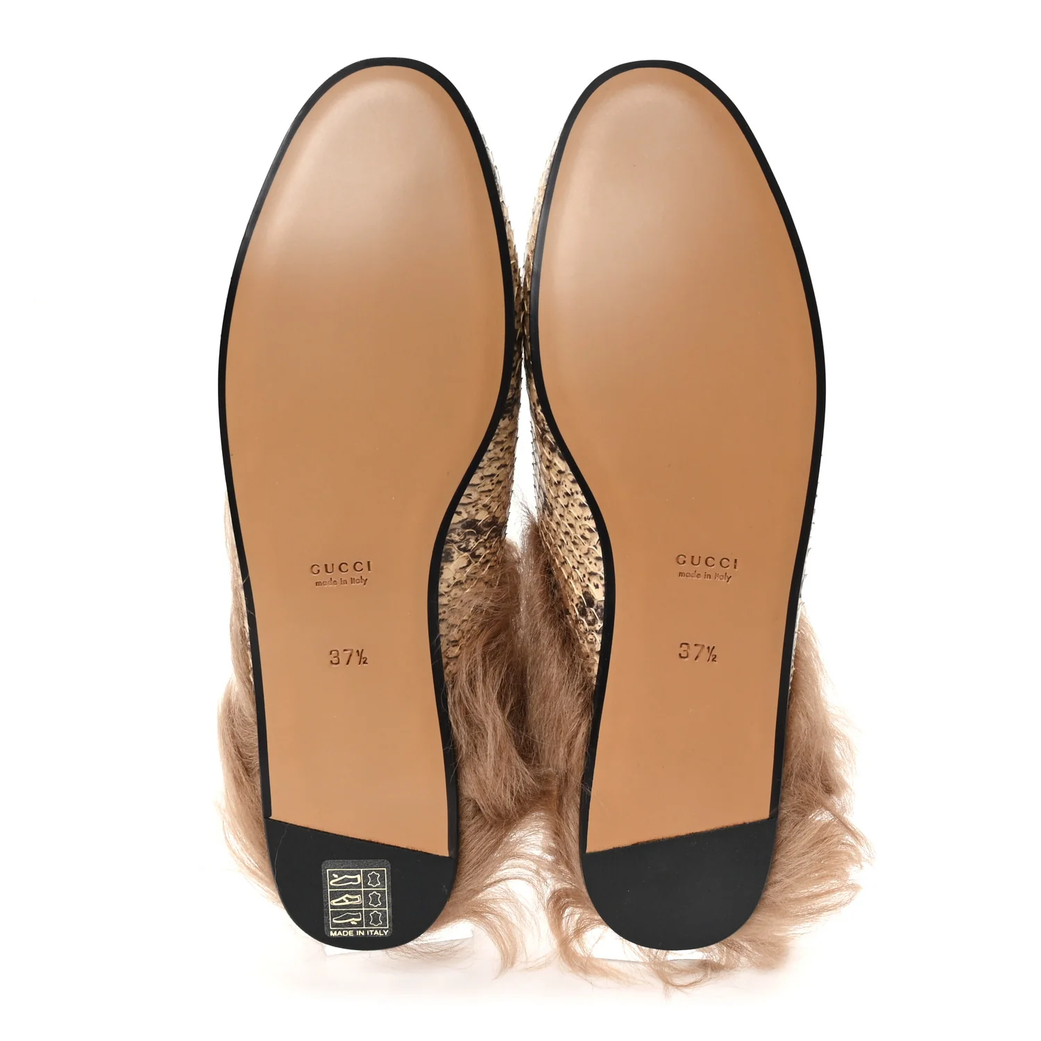 Snakeskin Fur Womens Princetown Slippers 37.5 Black Natural - Image 6
