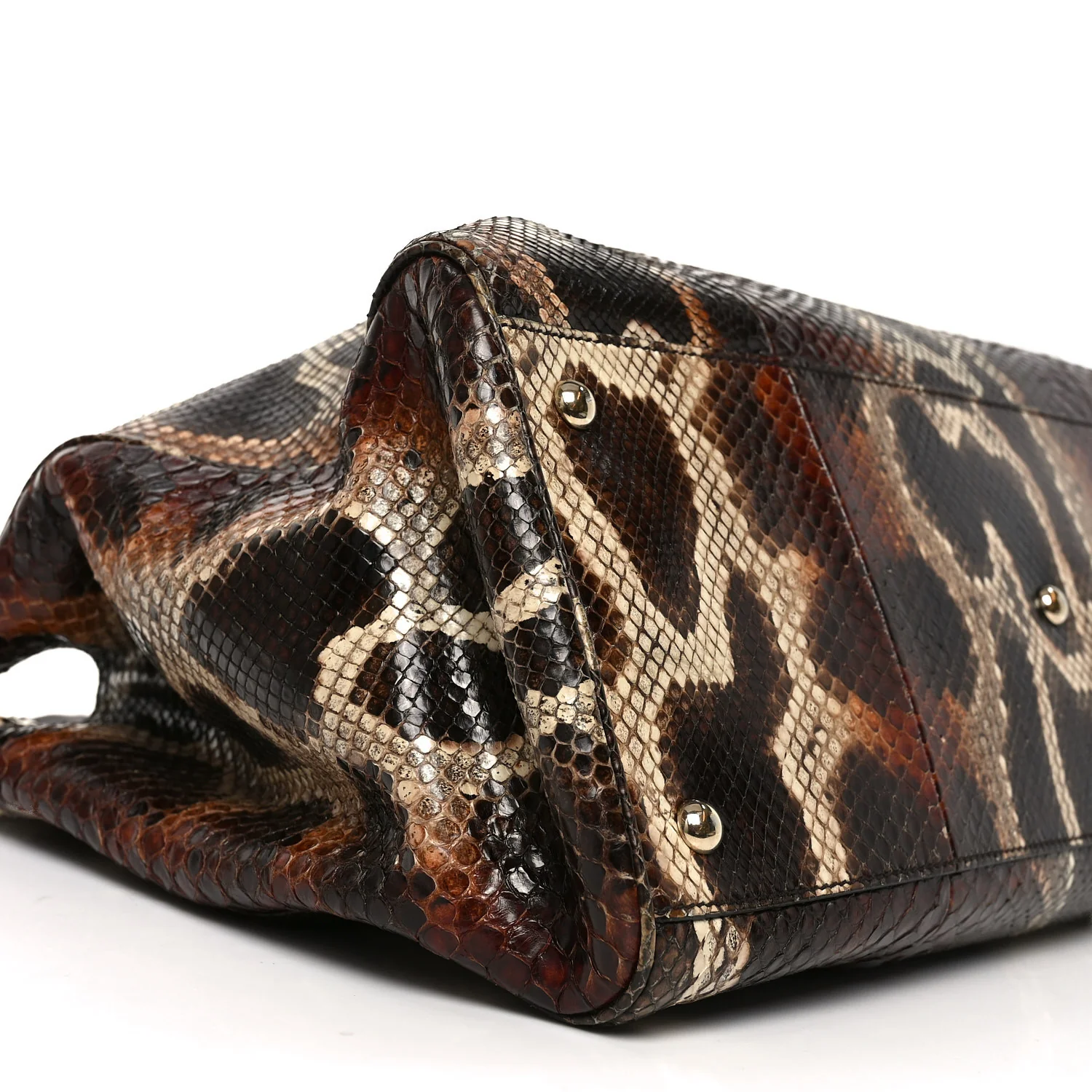 Snakeskin Large Bamboo Shopper Tote Brown - Image 8