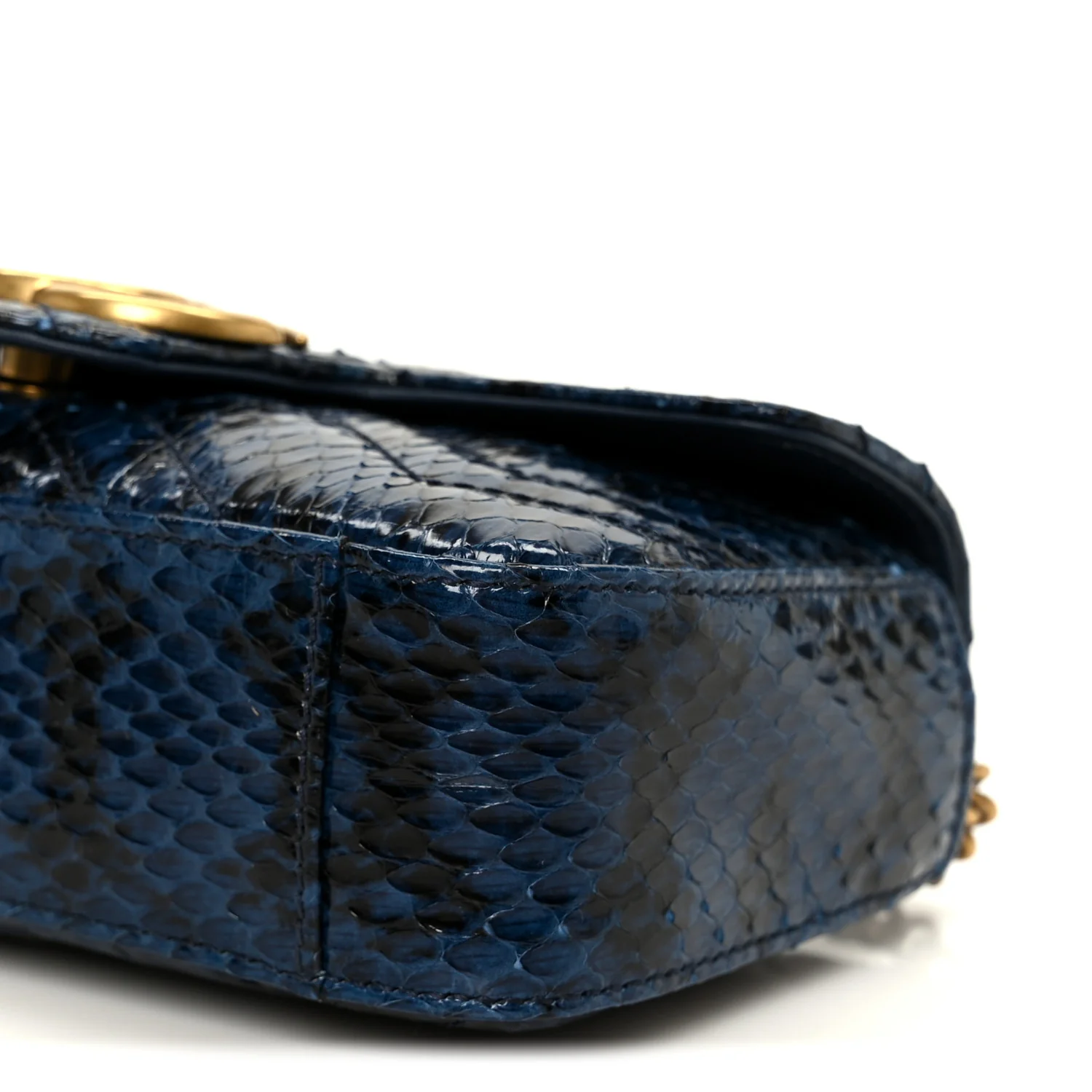 Snakeskin Matelasse Super Mini GG Marmont Shoulder Bag Blue - Image 10
