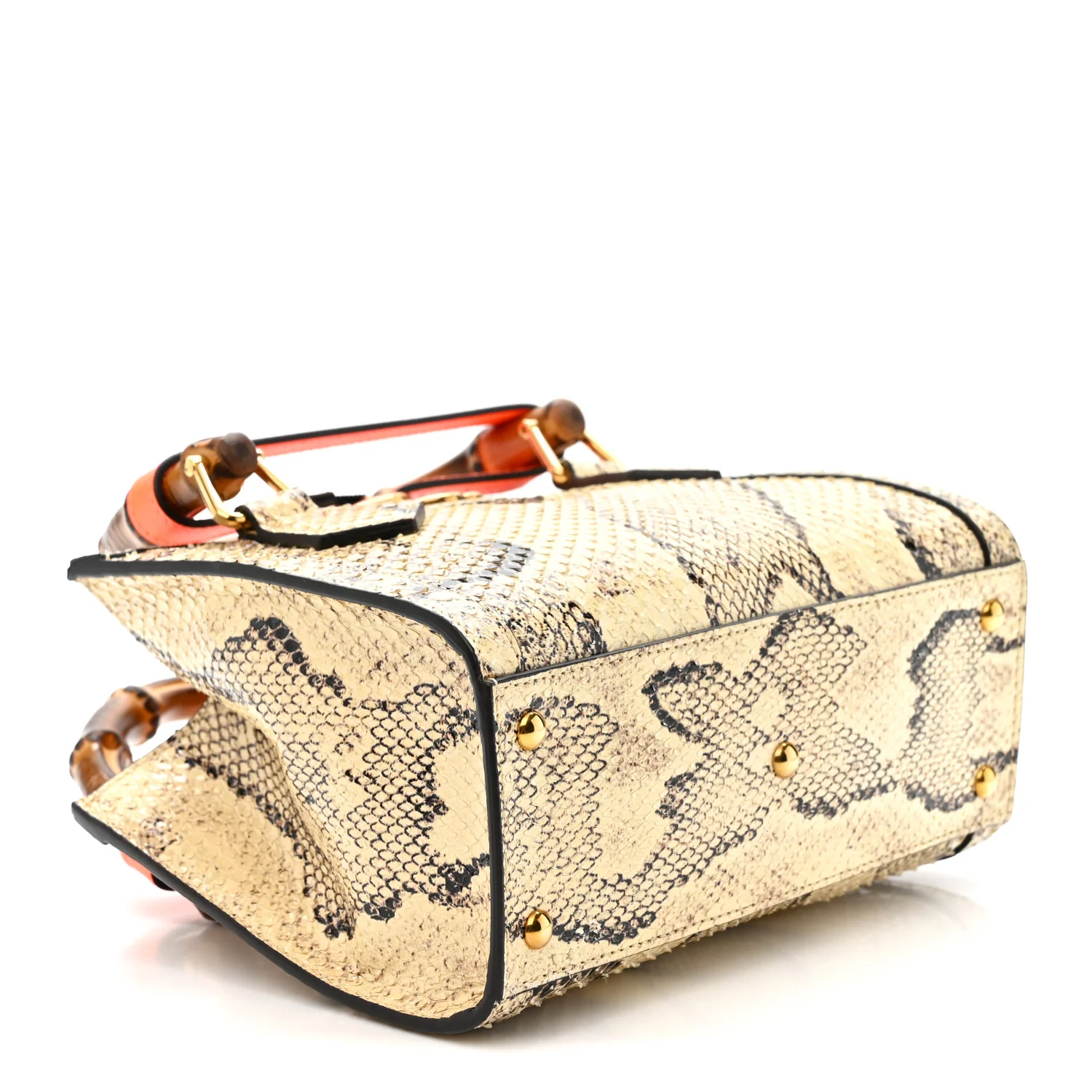Snakeskin Mini Diana Tote Bag Beige - Image 4