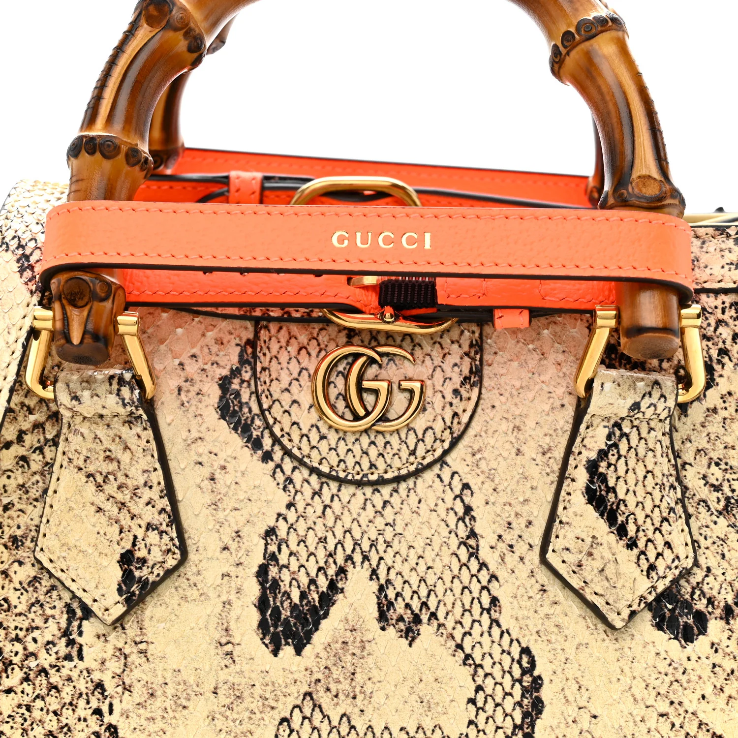 Snakeskin Mini Diana Tote Bag Beige - Image 8