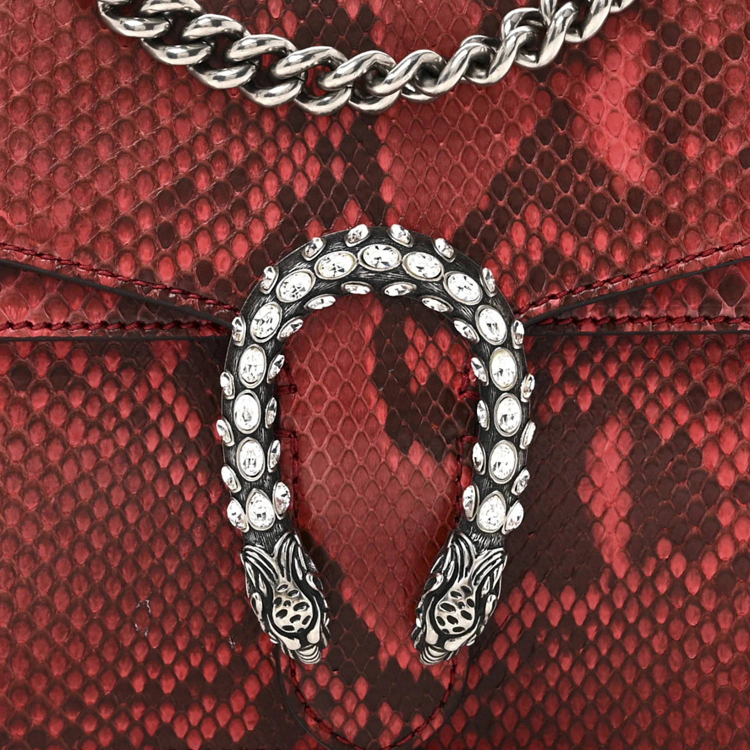 Snakeskin Mini Dionysus Shoulder Bag Red - Image 8