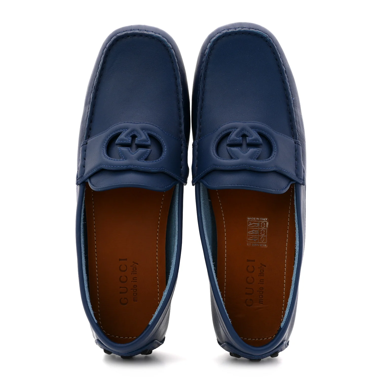 Soft Clove Calfskin GG Supreme Monogram Mens Interlocking G Driver Loafers 9 Royale - Image 2