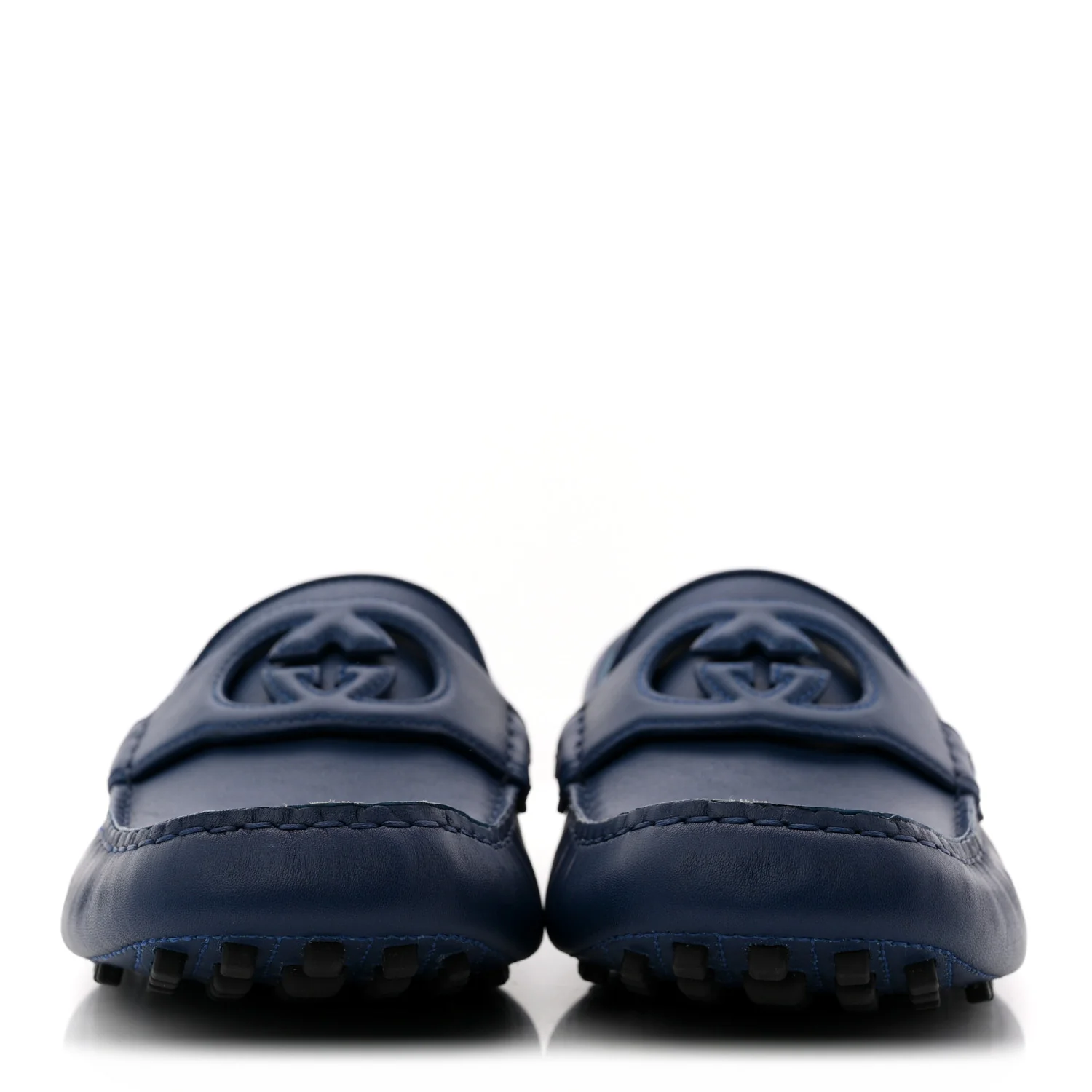 Soft Clove Calfskin GG Supreme Monogram Mens Interlocking G Driver Loafers 9 Royale - Image 3