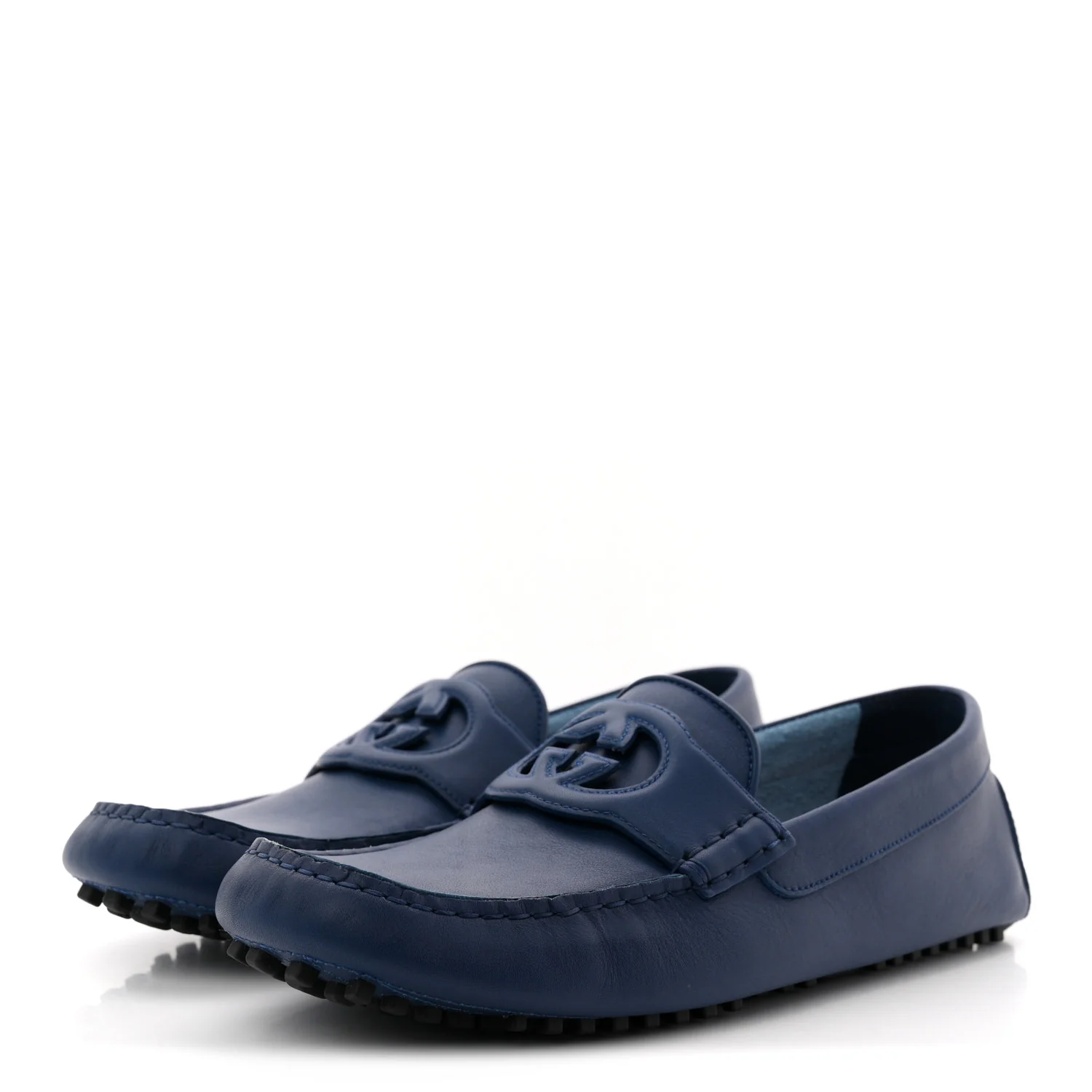 Soft Clove Calfskin GG Supreme Monogram Mens Interlocking G Driver Loafers 9 Royale - Image 4