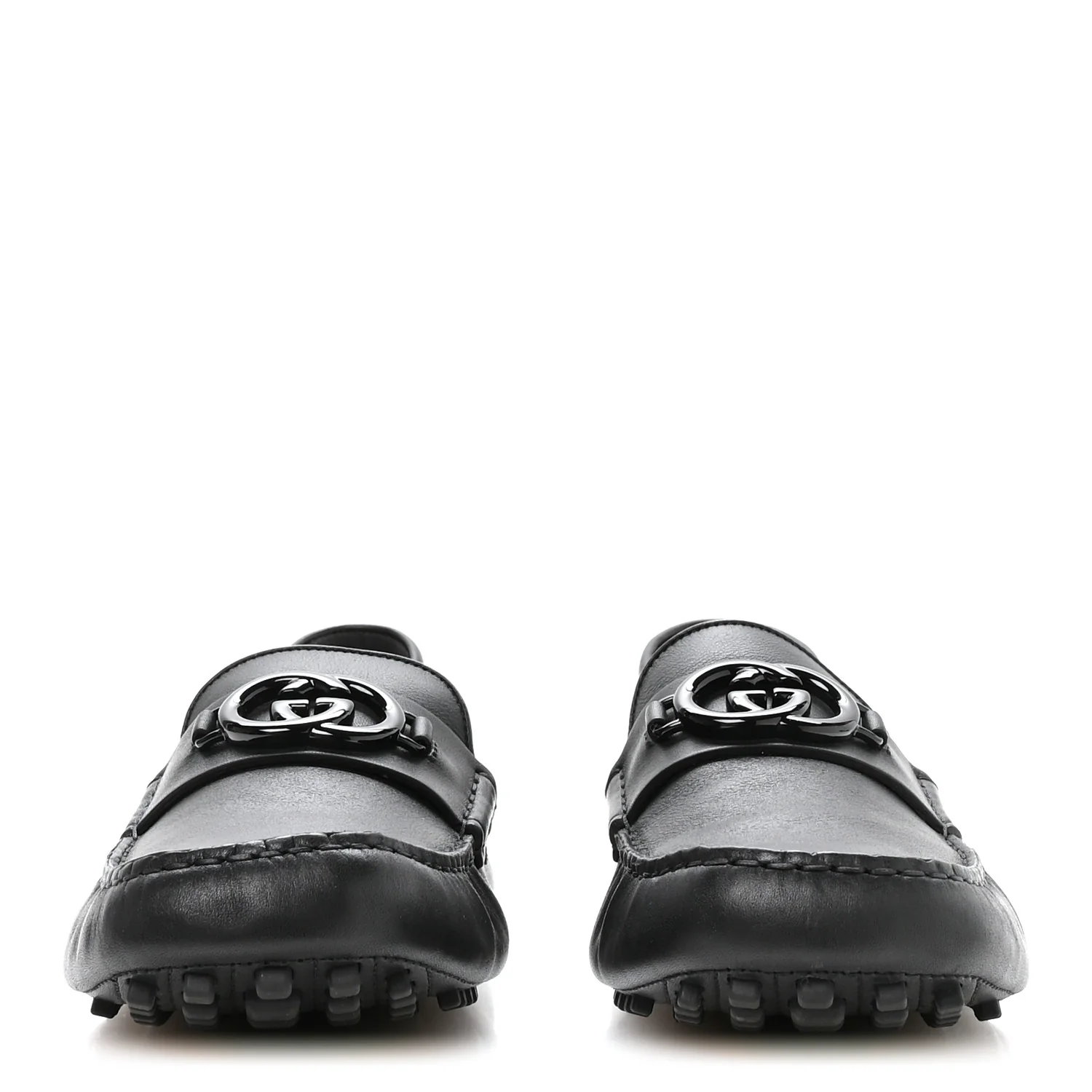 Soft Clove Calfskin Monochrome Mens Interlocking G Driver Loafers 12 Black - Image 3