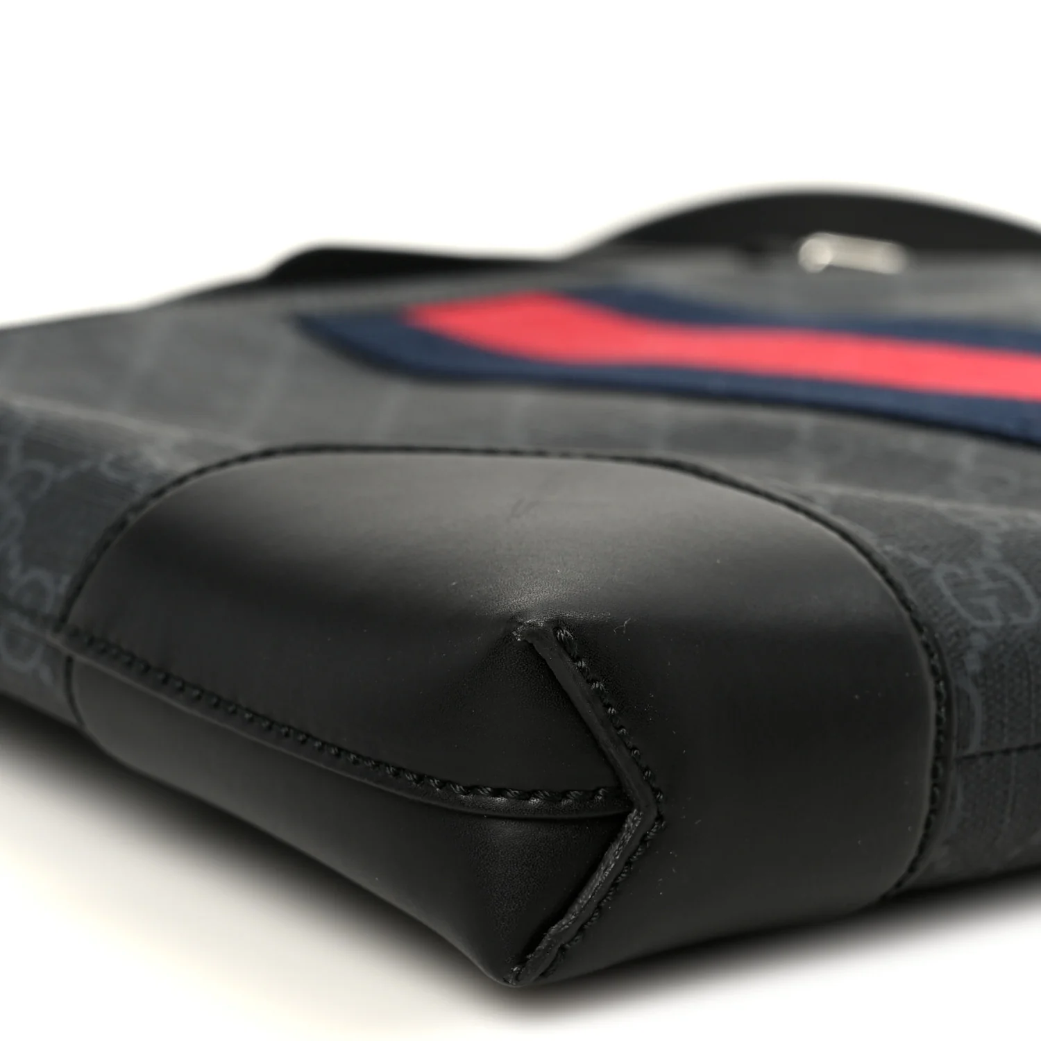 Soft GG Supreme Monogram Appia Calfskin Web East West Messenger Bag Black Grey - Image 10