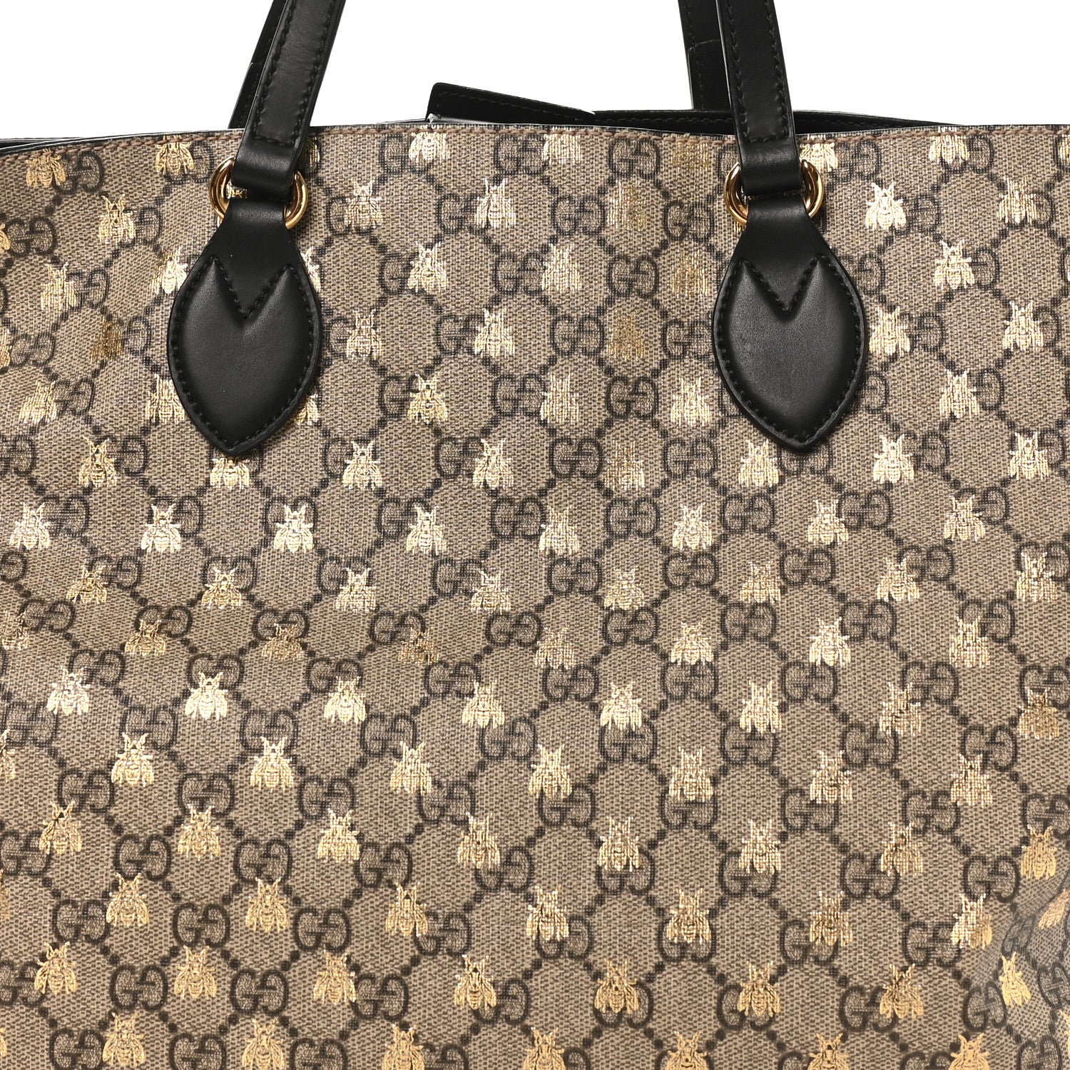 Soft GG Supreme Monogram Bees Medium Crossbody Tote Beige Oro Black - Image 8