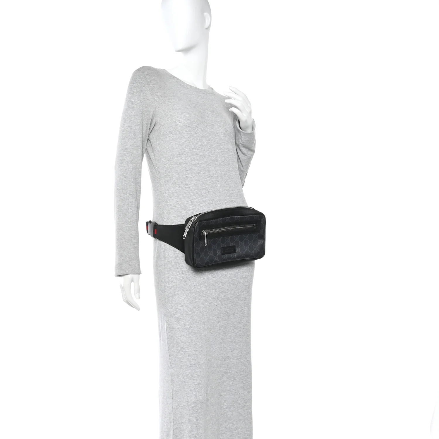 Soft GG Supreme Monogram Web Belt Bag Black Grey - Image 2