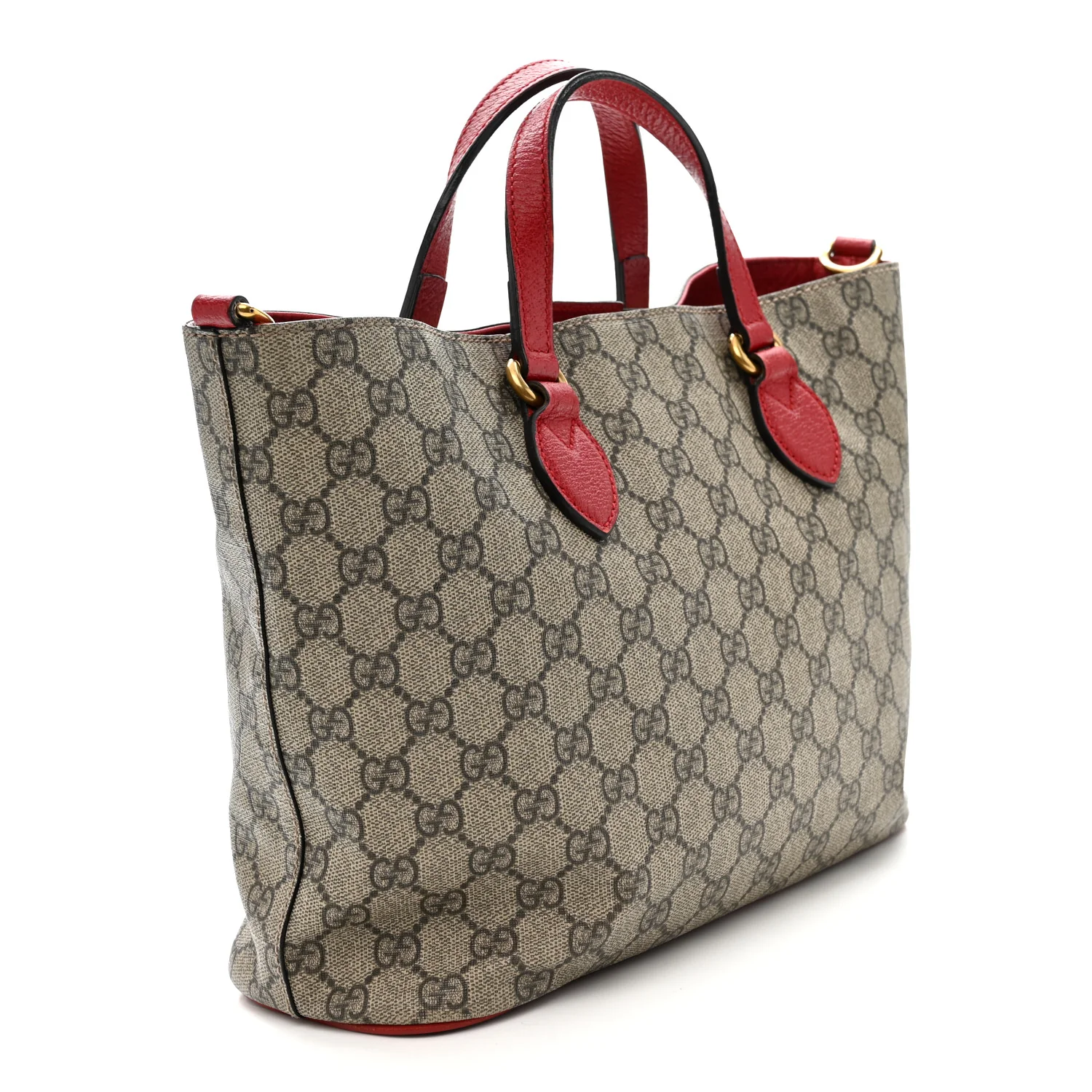 Soft GG Supreme Monogram Web Bosco Patch Small Crossbody Tote Beige Malva Hibiscus Red - Image 3