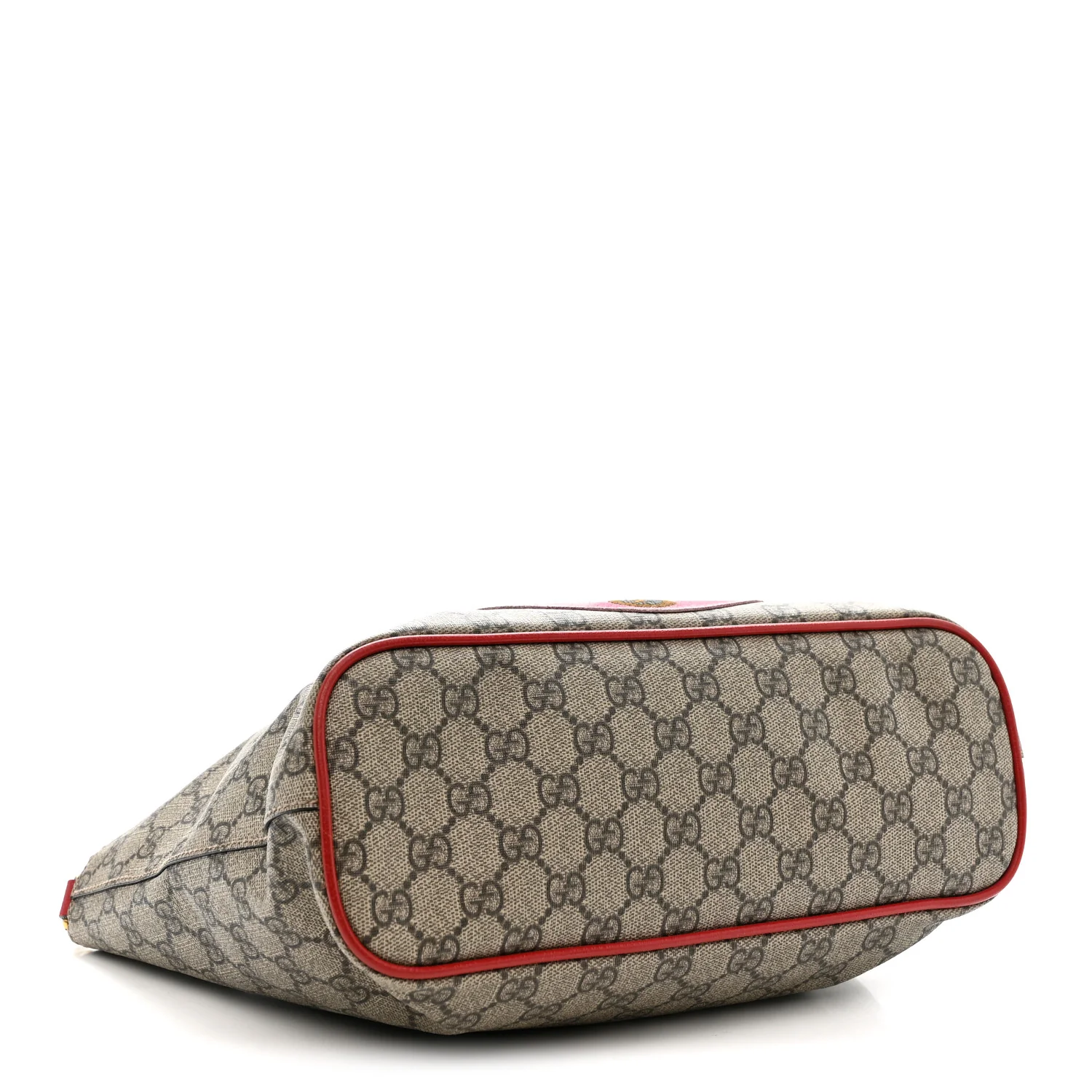 Soft GG Supreme Monogram Web Bosco Patch Small Crossbody Tote Beige Malva Hibiscus Red - Image 4