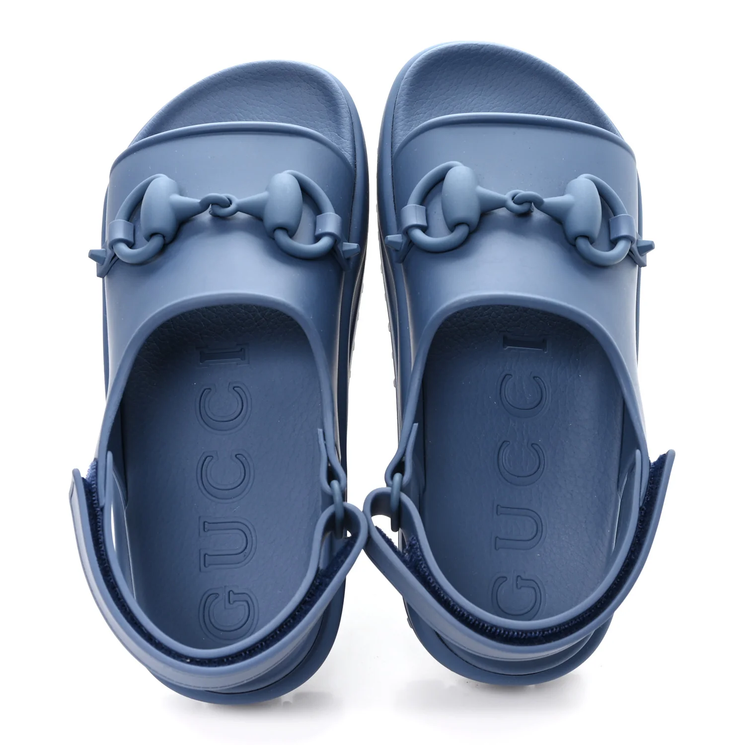 Soft Rubber Horsebit Mens Platform Slingback Sandals 5 Washed Indigo - Image 2