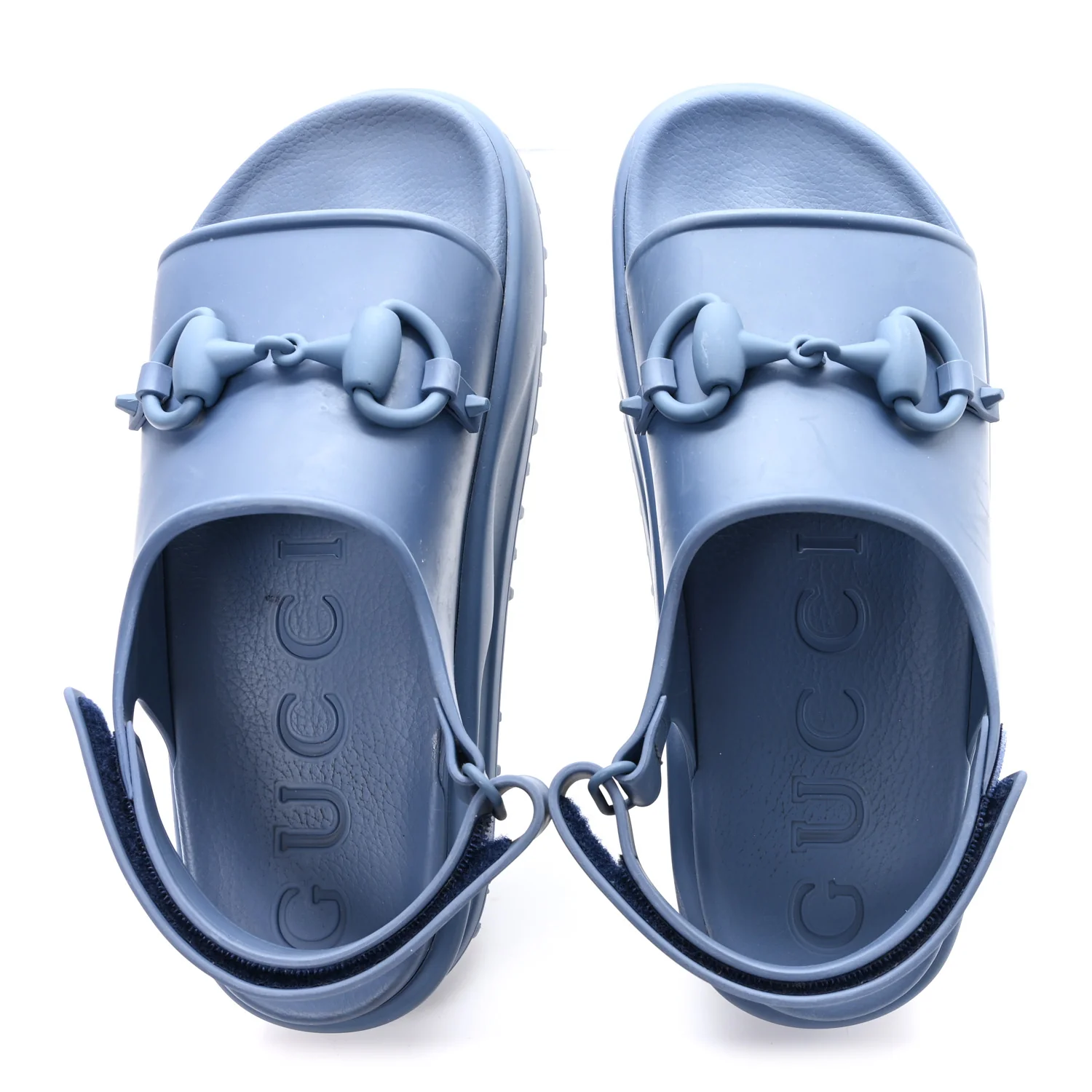 Soft Rubber Horsebit Touch Mens Strapped Sandals 9 Washed Indigo - Image 2